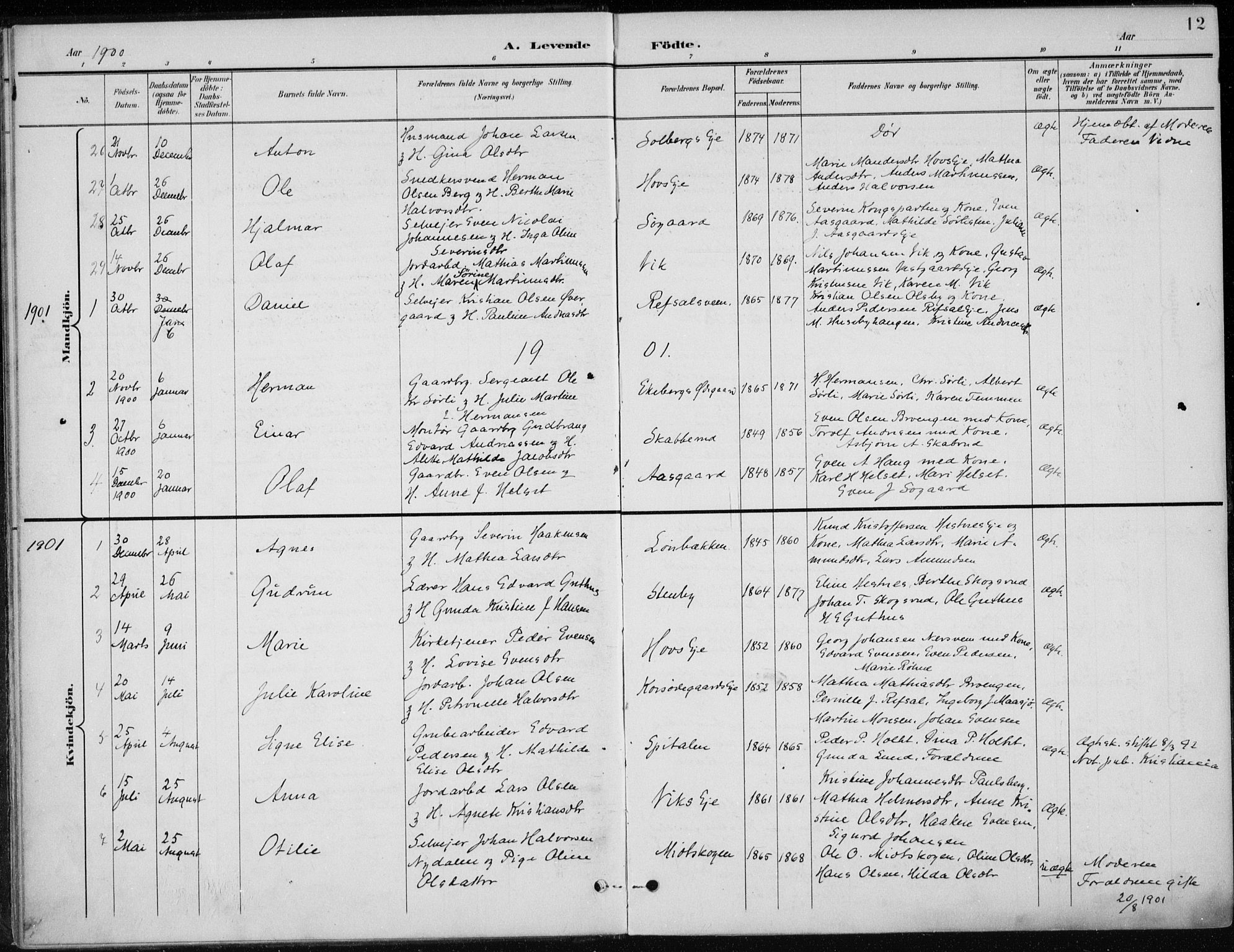 Stange prestekontor, SAH/PREST-002/K/L0023: Parish register (official) no. 23, 1897-1920, p. 12