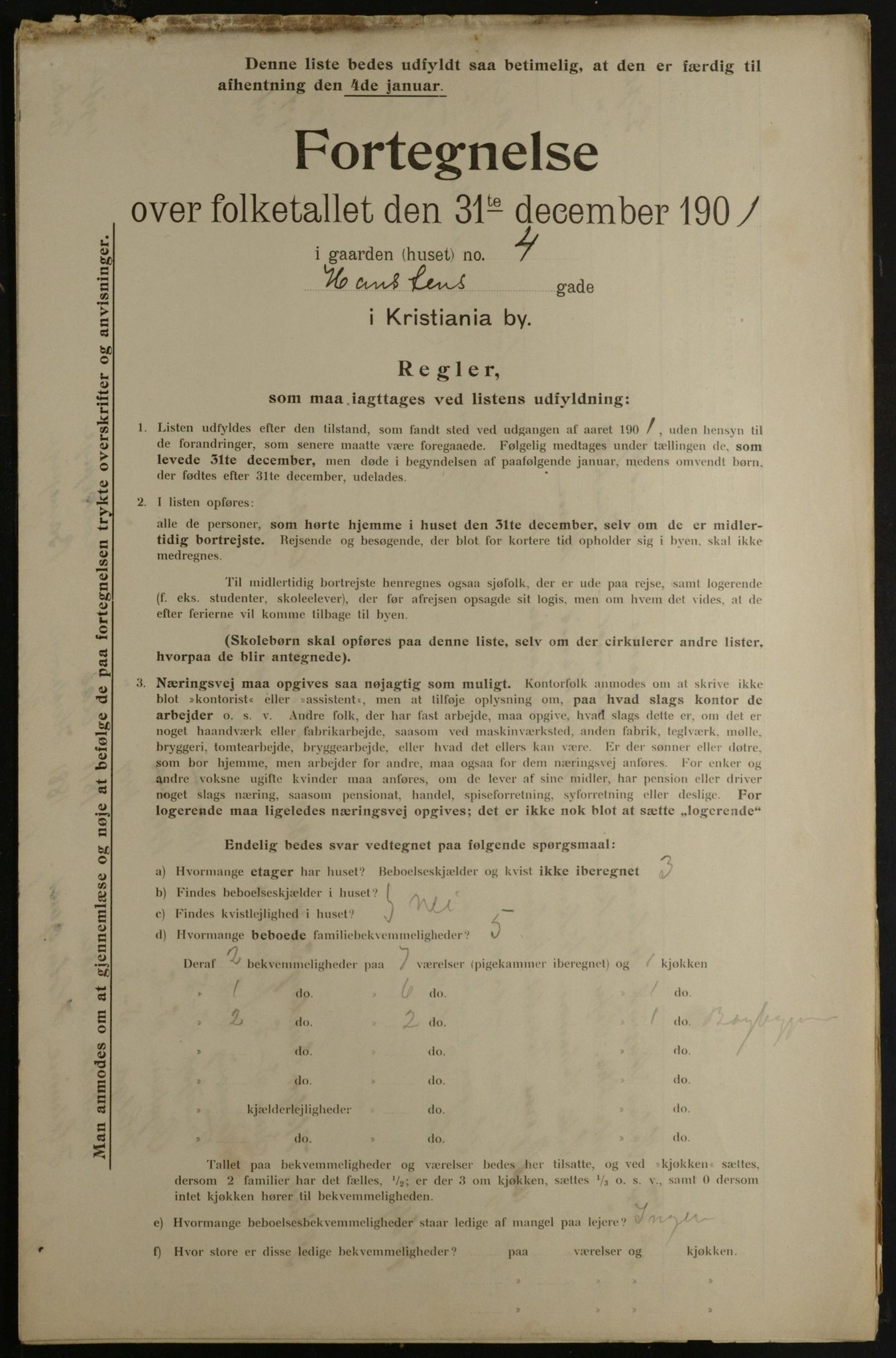 OBA, Municipal Census 1901 for Kristiania, 1901, p. 5613