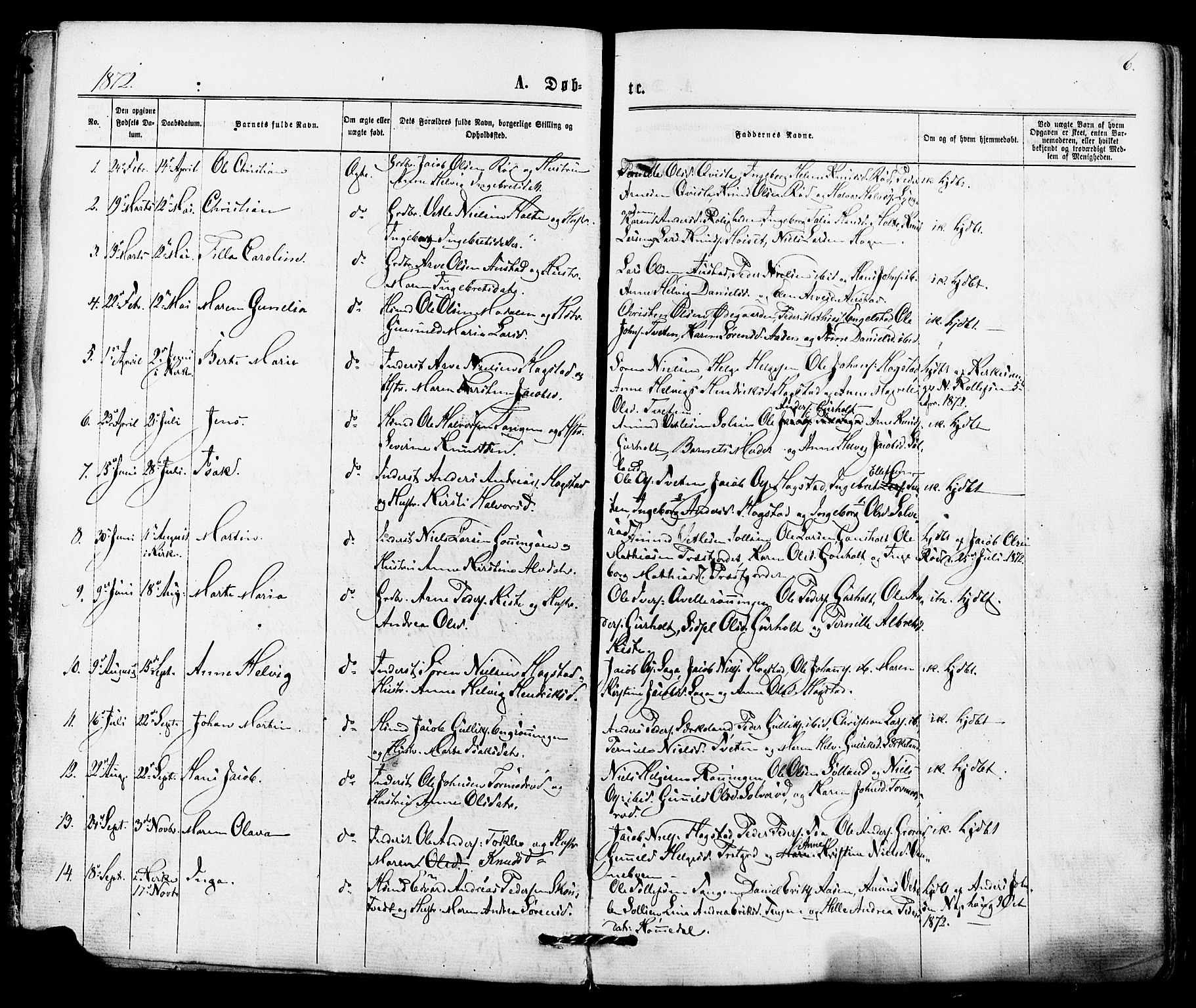 Siljan kirkebøker, AV/SAKO-A-300/F/Fa/L0002: Parish register (official) no. 2, 1870-1895, p. 6