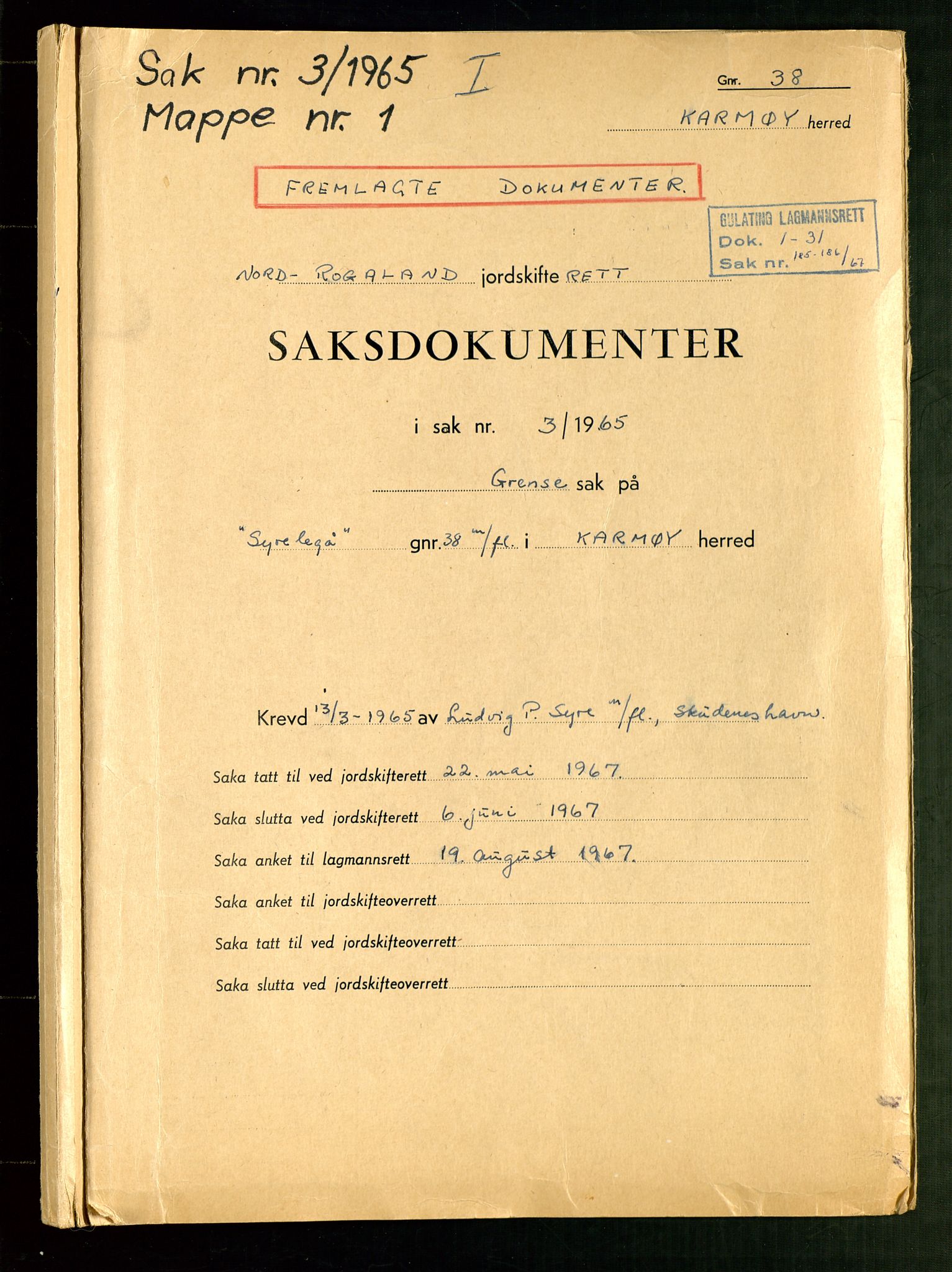 Nord-Rogaland jordskifterett, SAST/A-102427/Oc/L0008: Karmøy, 1955-1976, p. 595