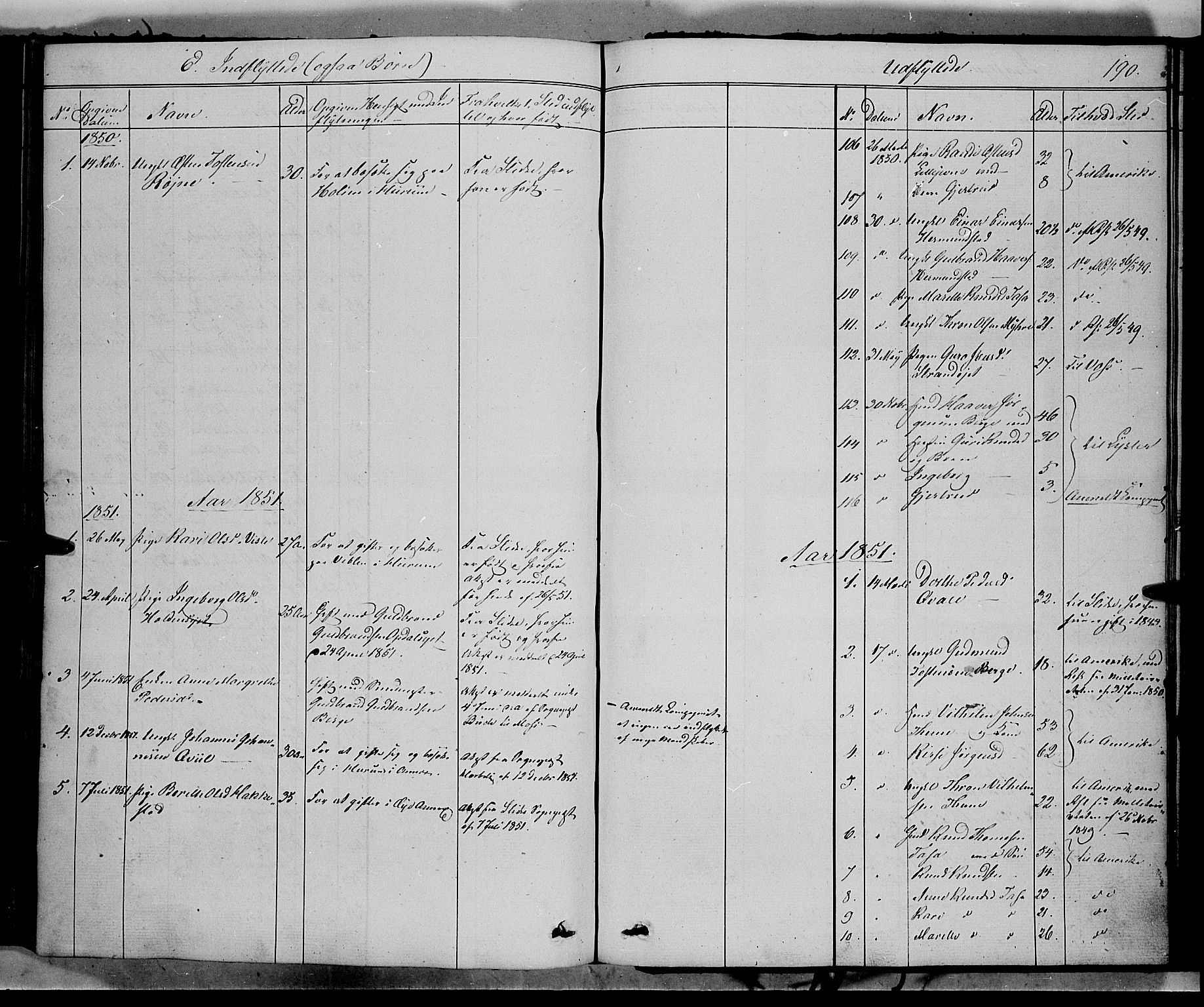 Vang prestekontor, Valdres, SAH/PREST-140/H/Ha/L0006: Parish register (official) no. 6, 1846-1864, p. 190