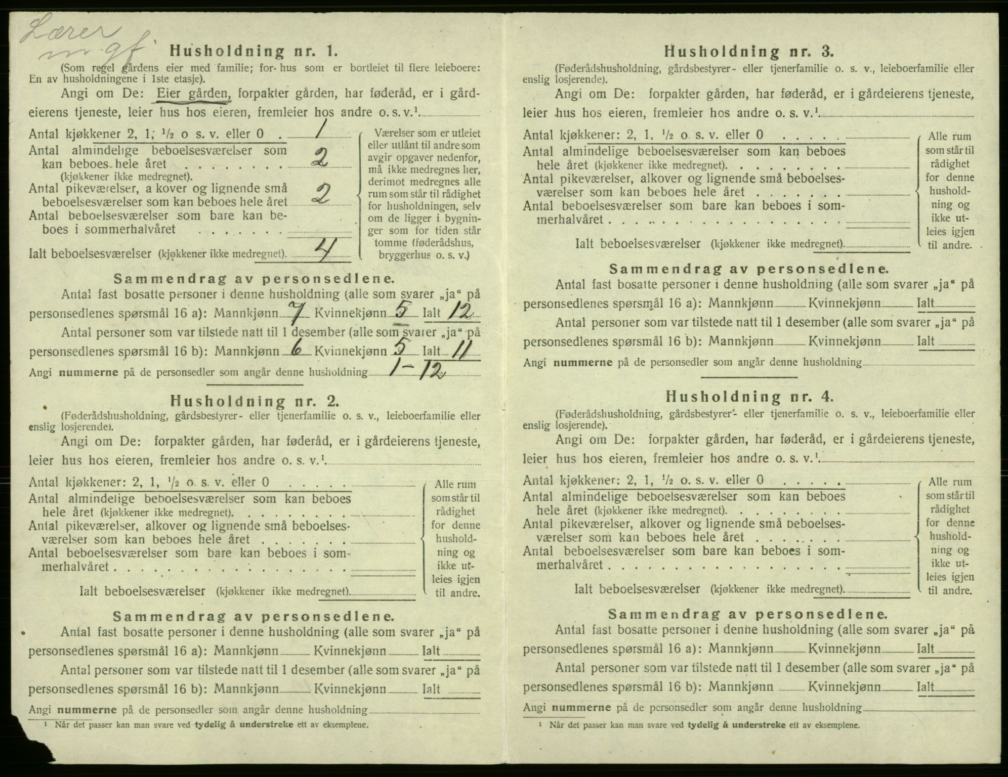 SAB, 1920 census for Kvam, 1920, p. 739