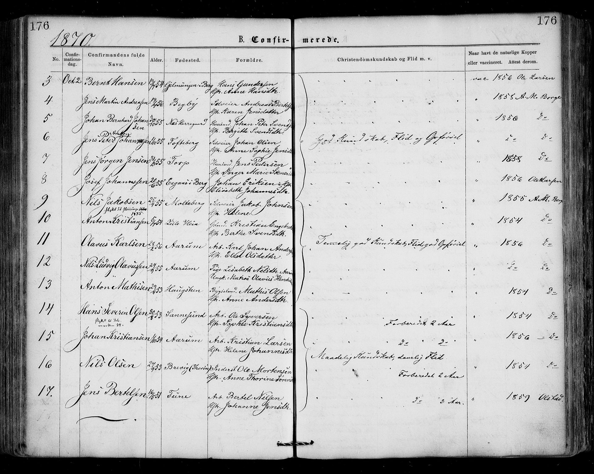 Borge prestekontor Kirkebøker, AV/SAO-A-10903/F/Fa/L0006: Parish register (official) no. I 6, 1861-1874, p. 176