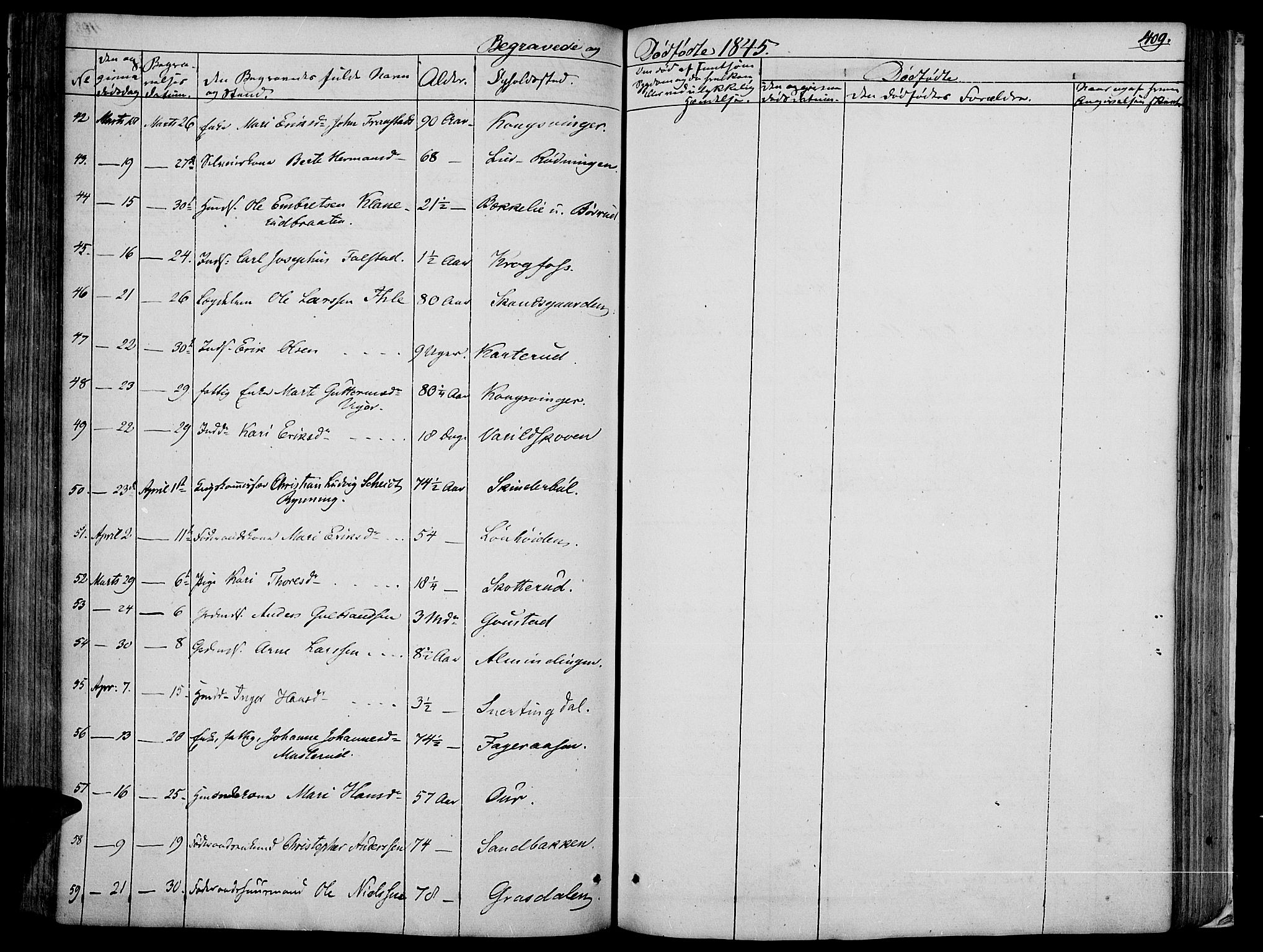 Vinger prestekontor, AV/SAH-PREST-024/H/Ha/Haa/L0008: Parish register (official) no. 8, 1839-1847, p. 409