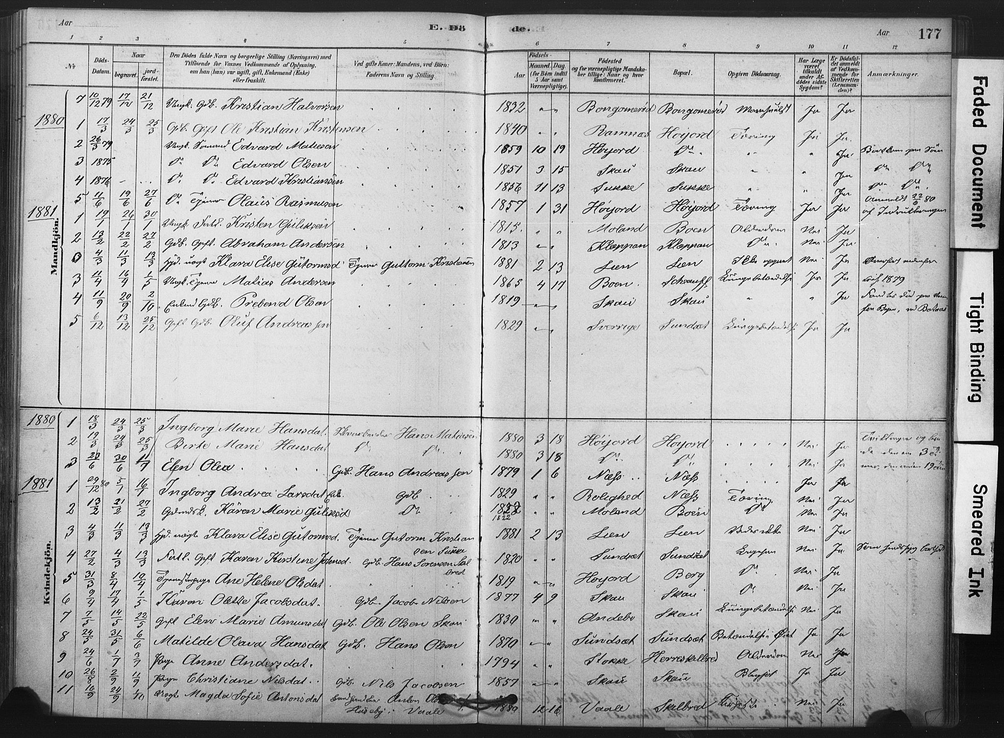 Andebu kirkebøker, AV/SAKO-A-336/F/Fa/L0009: Parish register (official) no. 9, 1878-1909, p. 177