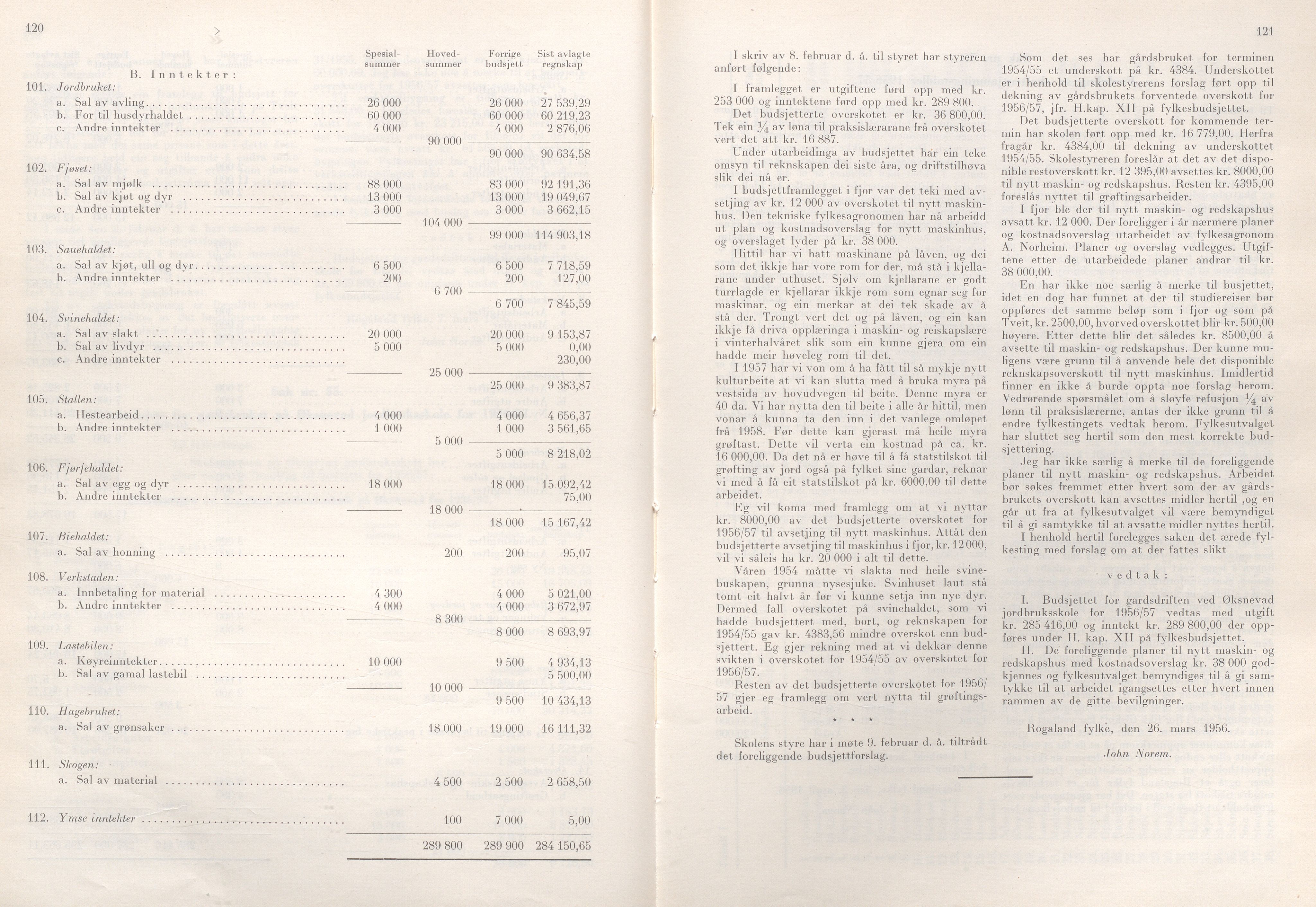 Rogaland fylkeskommune - Fylkesrådmannen , IKAR/A-900/A/Aa/Aaa/L0075: Møtebok , 1956, p. 120-121