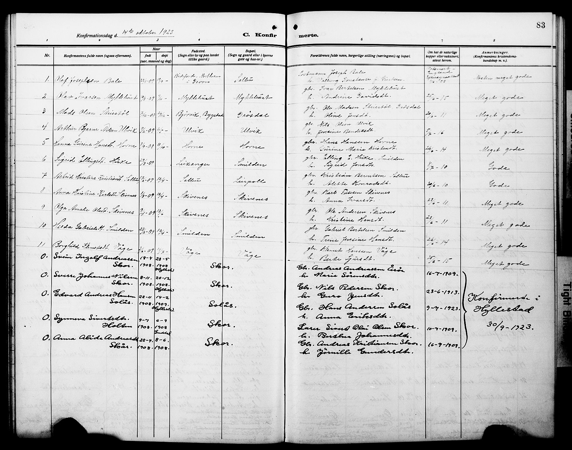 Hyllestad sokneprestembete, AV/SAB-A-80401: Parish register (copy) no. C 4, 1914-1927, p. 83