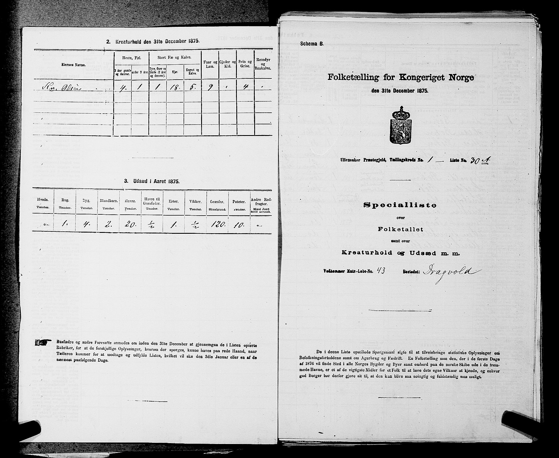 RA, 1875 census for 0235P Ullensaker, 1875, p. 55