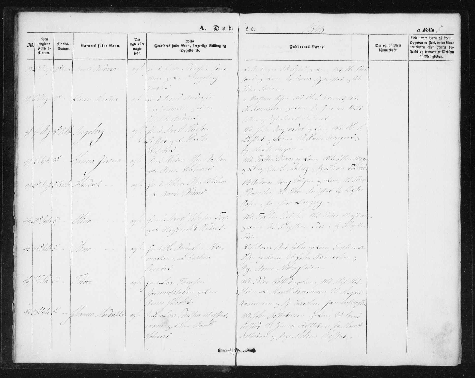 Ministerialprotokoller, klokkerbøker og fødselsregistre - Sør-Trøndelag, AV/SAT-A-1456/616/L0407: Parish register (official) no. 616A04, 1848-1856, p. 5