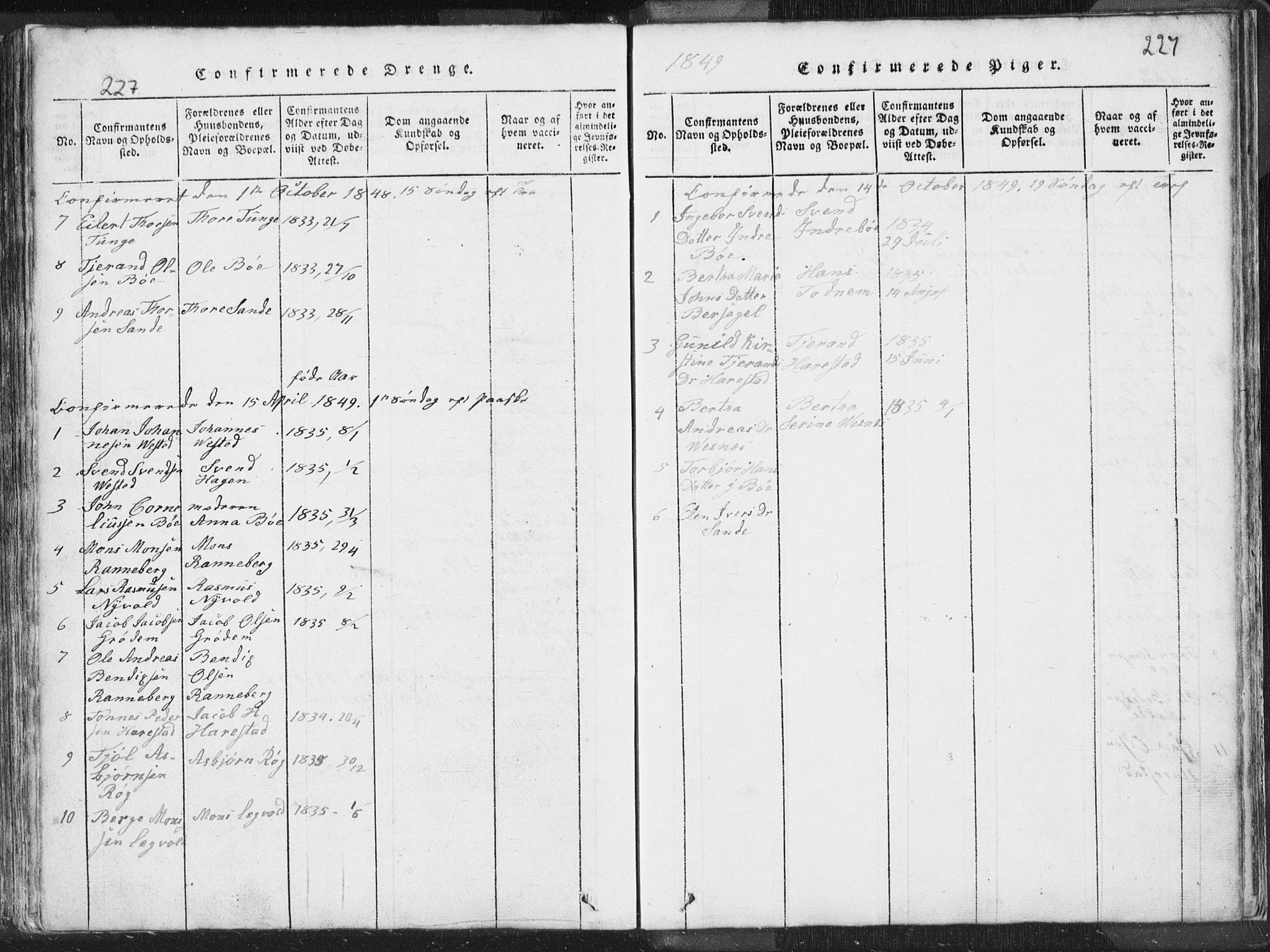 Hetland sokneprestkontor, AV/SAST-A-101826/30/30BA/L0001: Parish register (official) no. A 1, 1816-1856, p. 227