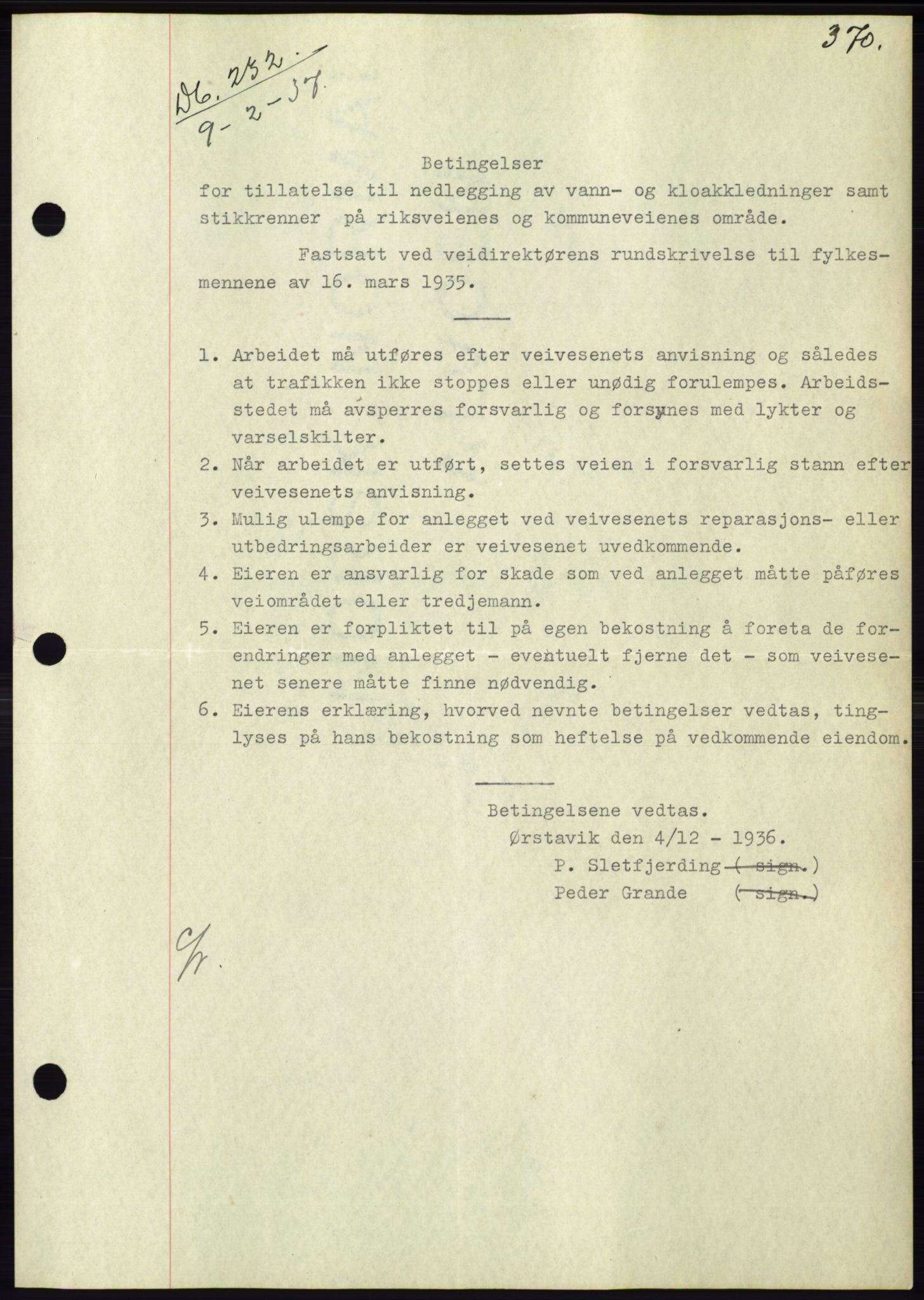 Søre Sunnmøre sorenskriveri, SAT/A-4122/1/2/2C/L0062: Mortgage book no. 56, 1936-1937, Diary no: : 232/1937