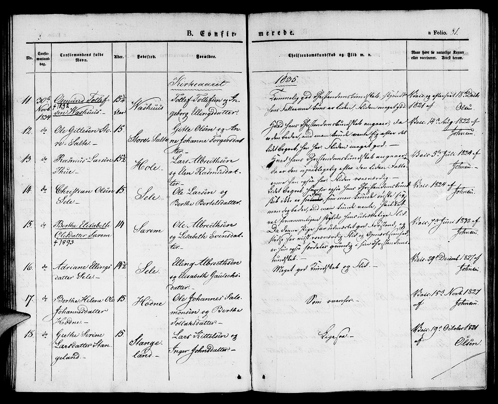 Klepp sokneprestkontor, AV/SAST-A-101803/001/3/30BA/L0003: Parish register (official) no. A 3, 1833-1842, p. 81