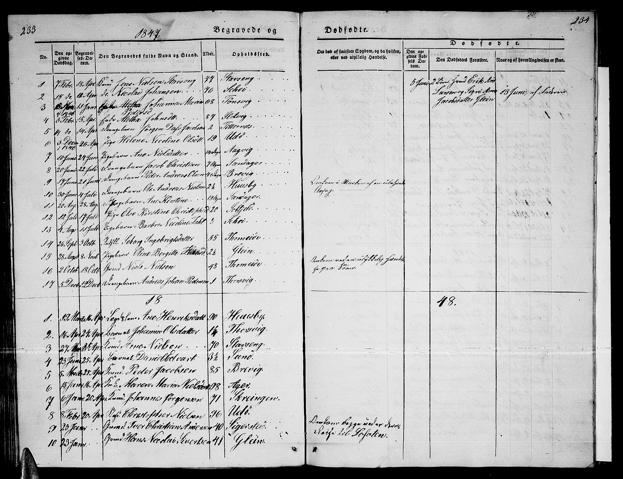 Ministerialprotokoller, klokkerbøker og fødselsregistre - Nordland, SAT/A-1459/835/L0530: Parish register (copy) no. 835C02, 1842-1865, p. 233-234