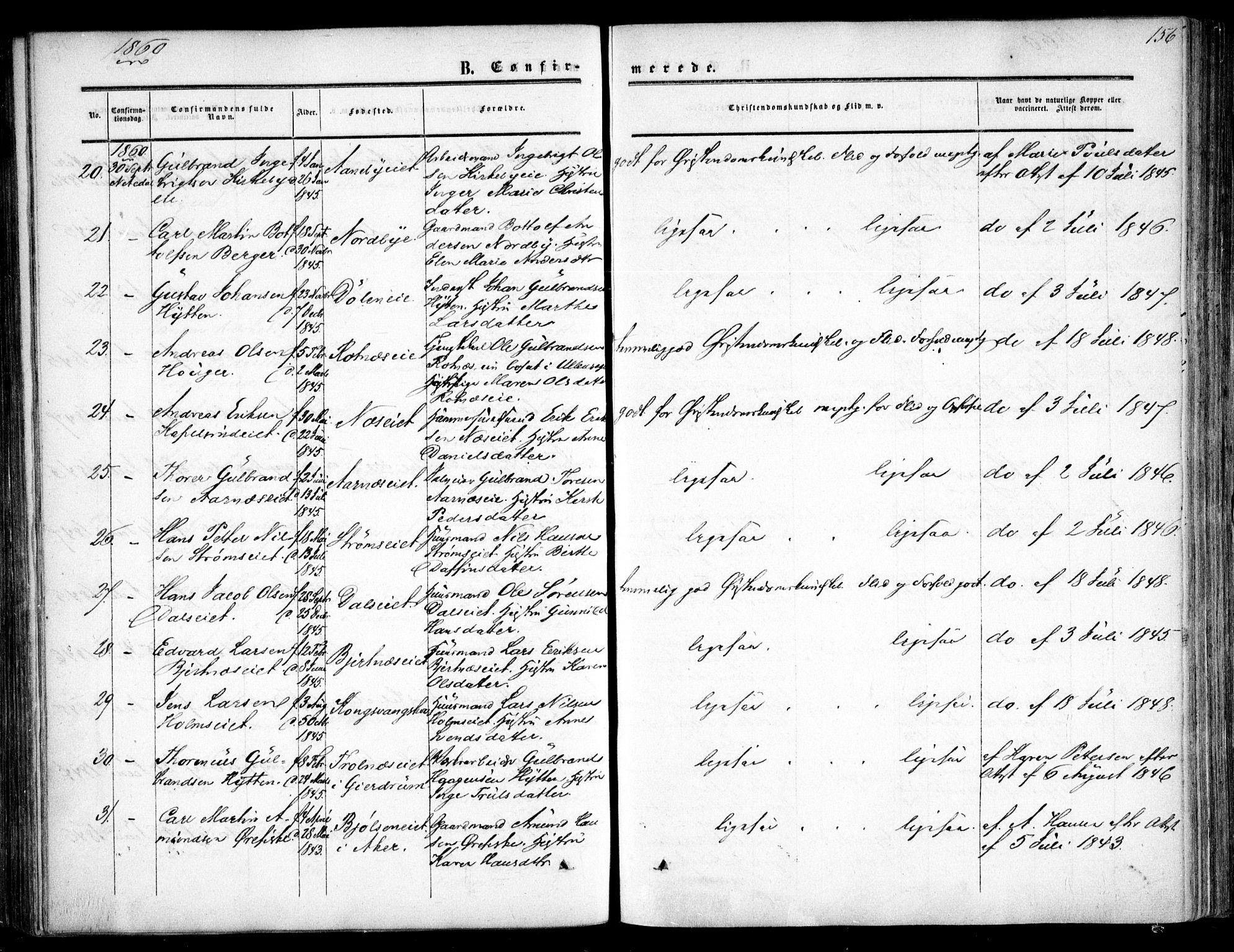 Nittedal prestekontor Kirkebøker, SAO/A-10365a/F/Fa/L0005: Parish register (official) no. I 5, 1850-1862, p. 156