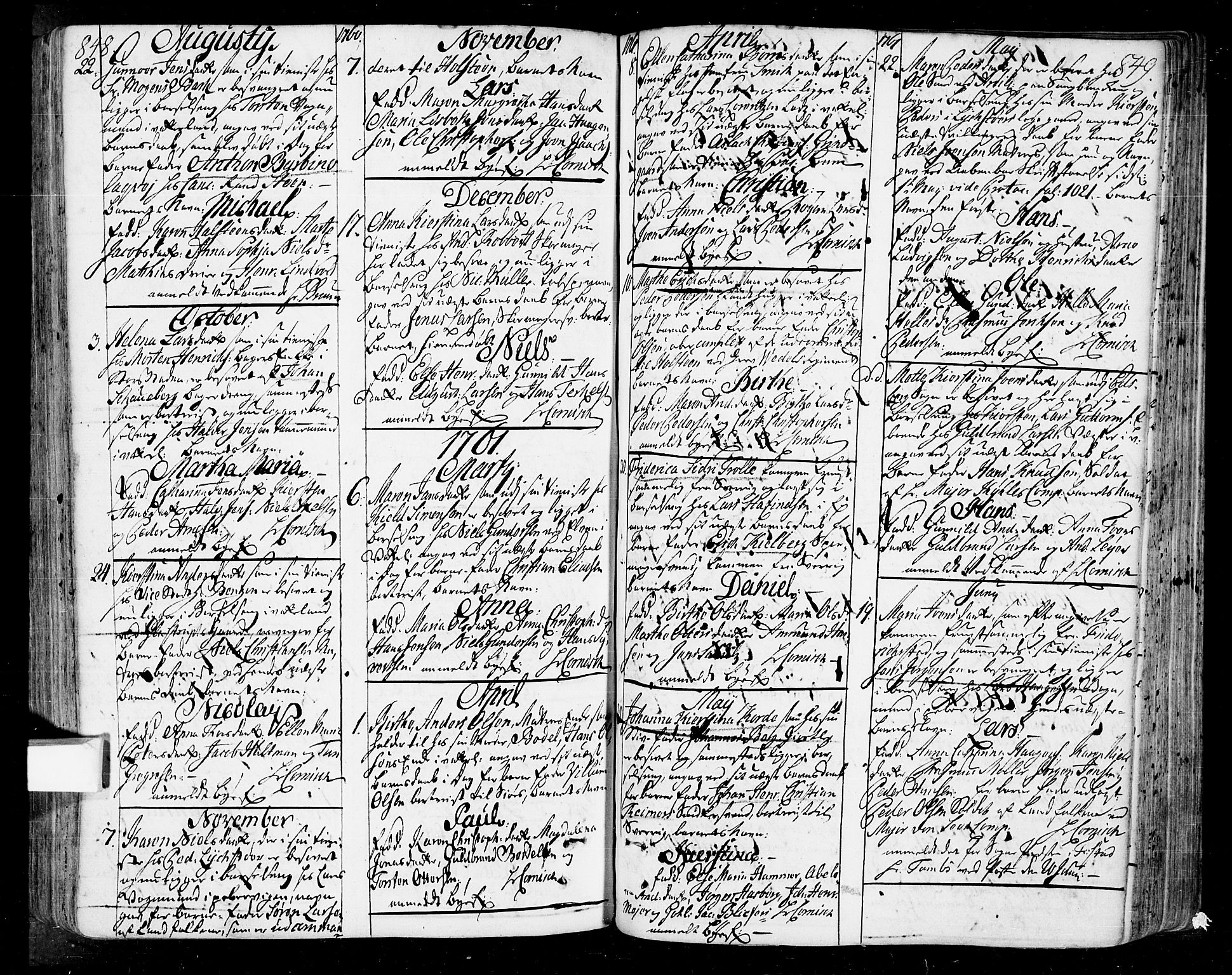 Oslo domkirke Kirkebøker, SAO/A-10752/F/Fa/L0004: Parish register (official) no. 4, 1743-1786, p. 848-849