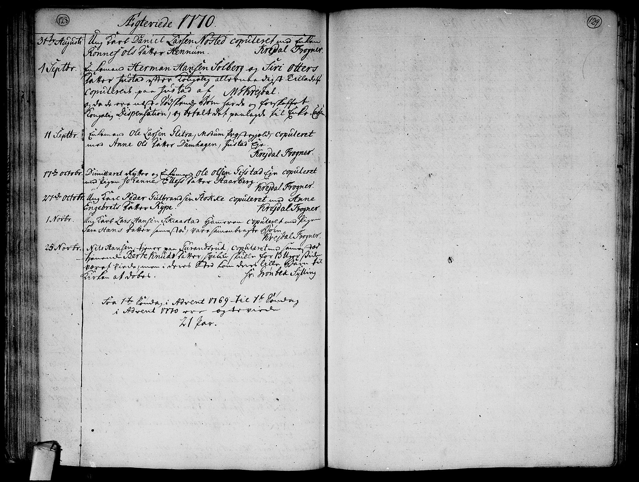 Lier kirkebøker, AV/SAKO-A-230/F/Fa/L0005: Parish register (official) no. I 5, 1764-1777, p. 128-129