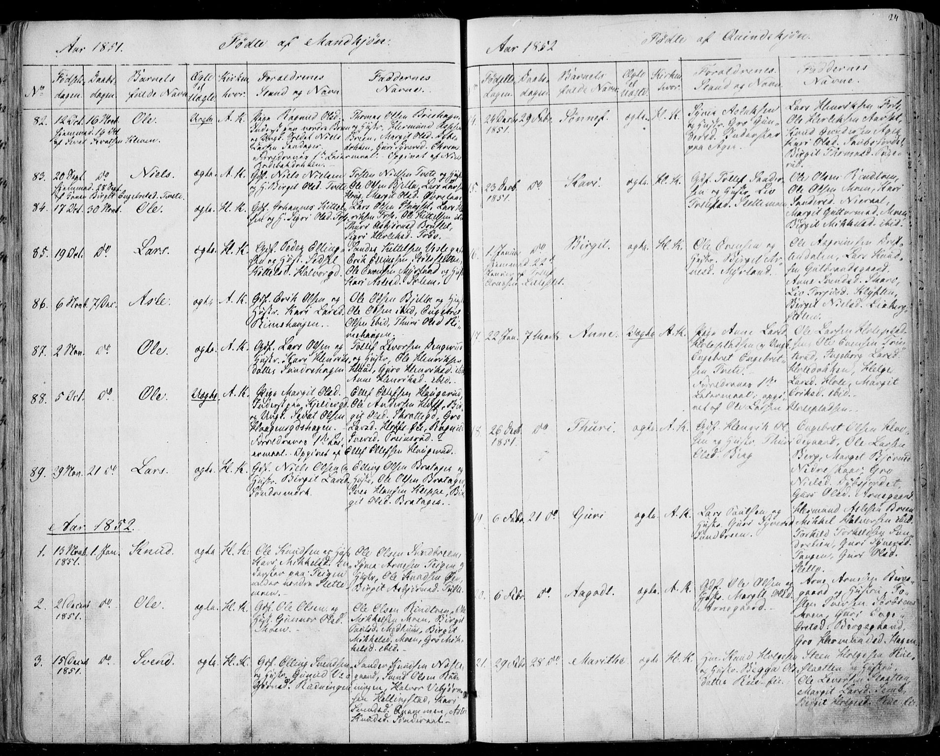 Ål kirkebøker, AV/SAKO-A-249/F/Fa/L0006: Parish register (official) no. I 6, 1849-1864, p. 24