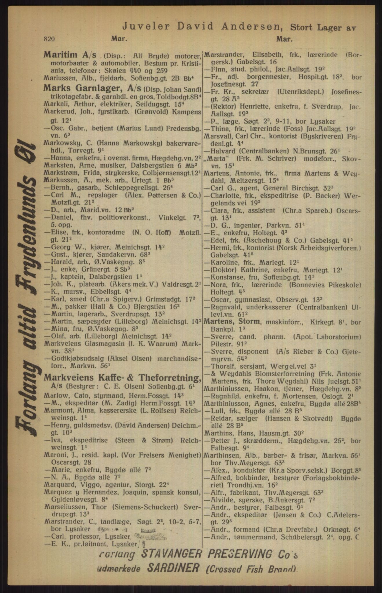 Kristiania/Oslo adressebok, PUBL/-, 1915, p. 820