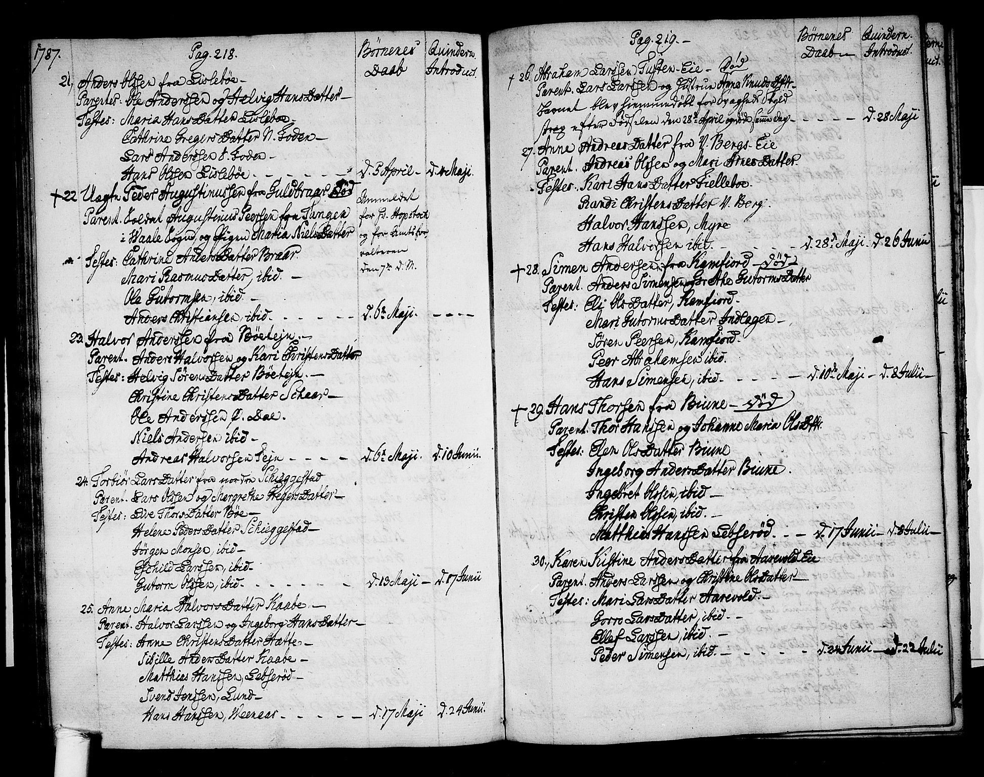 Ramnes kirkebøker, SAKO/A-314/F/Fa/L0002: Parish register (official) no. I 2, 1773-1790, p. 218-219