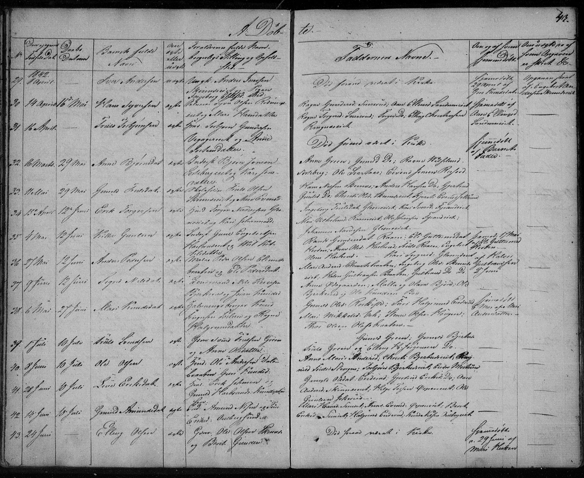 Krødsherad kirkebøker, AV/SAKO-A-19/F/Fa/L0002: Parish register (official) no. 2, 1829-1851, p. 43