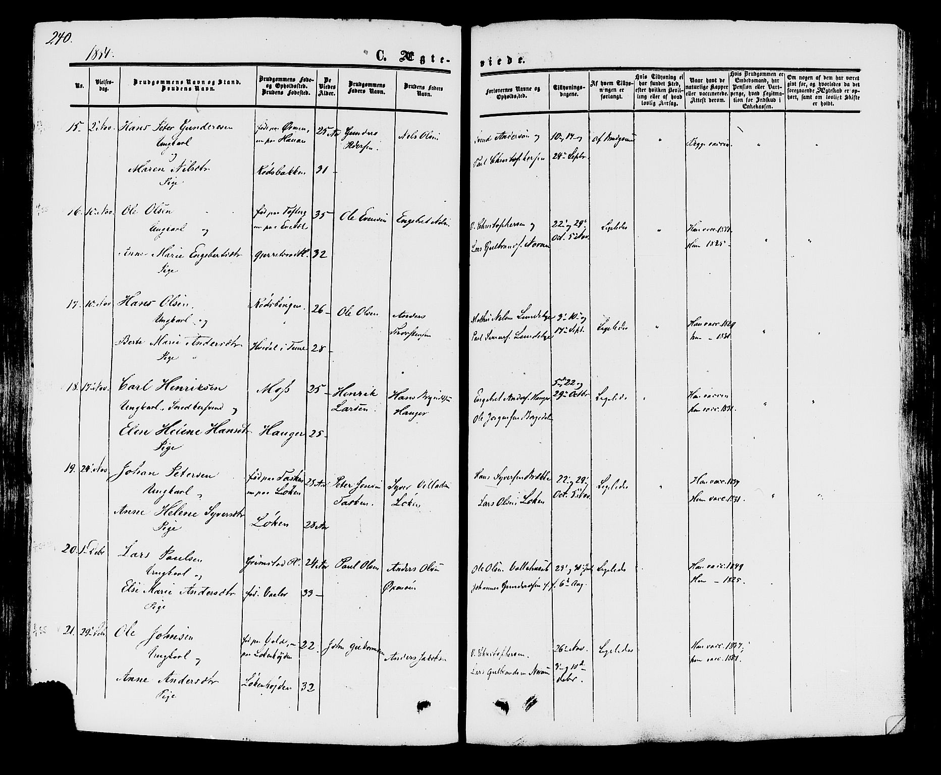 Råde prestekontor kirkebøker, AV/SAO-A-2009/F/Fa/L0006: Parish register (official) no. 6, 1854-1877, p. 240