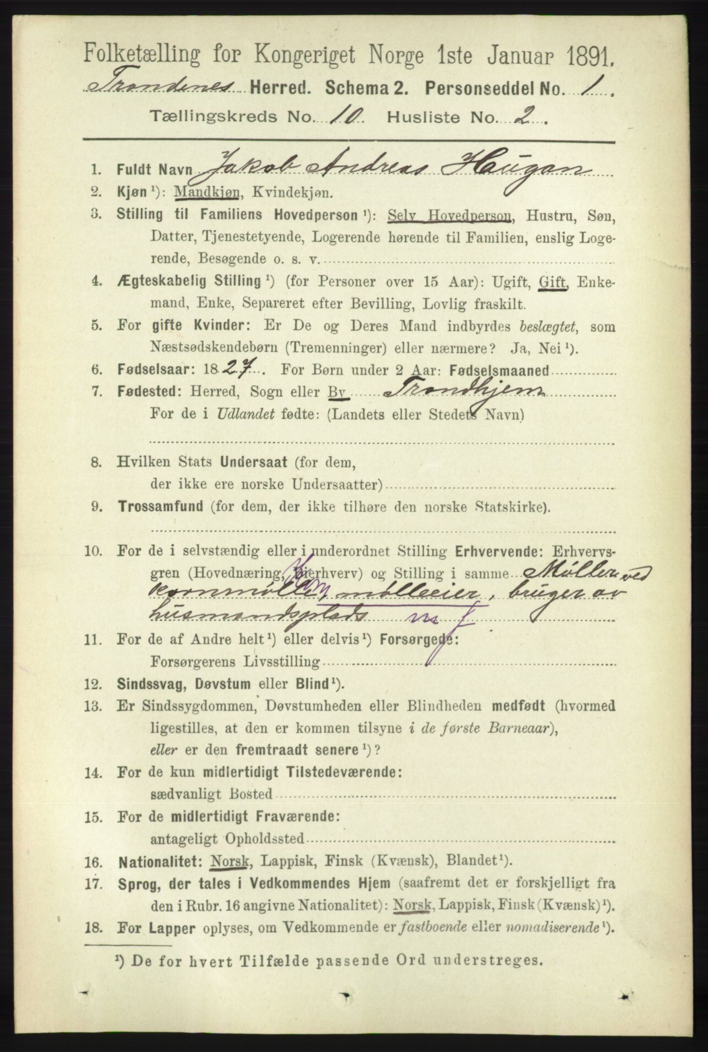 RA, 1891 census for 1914 Trondenes, 1891, p. 7510