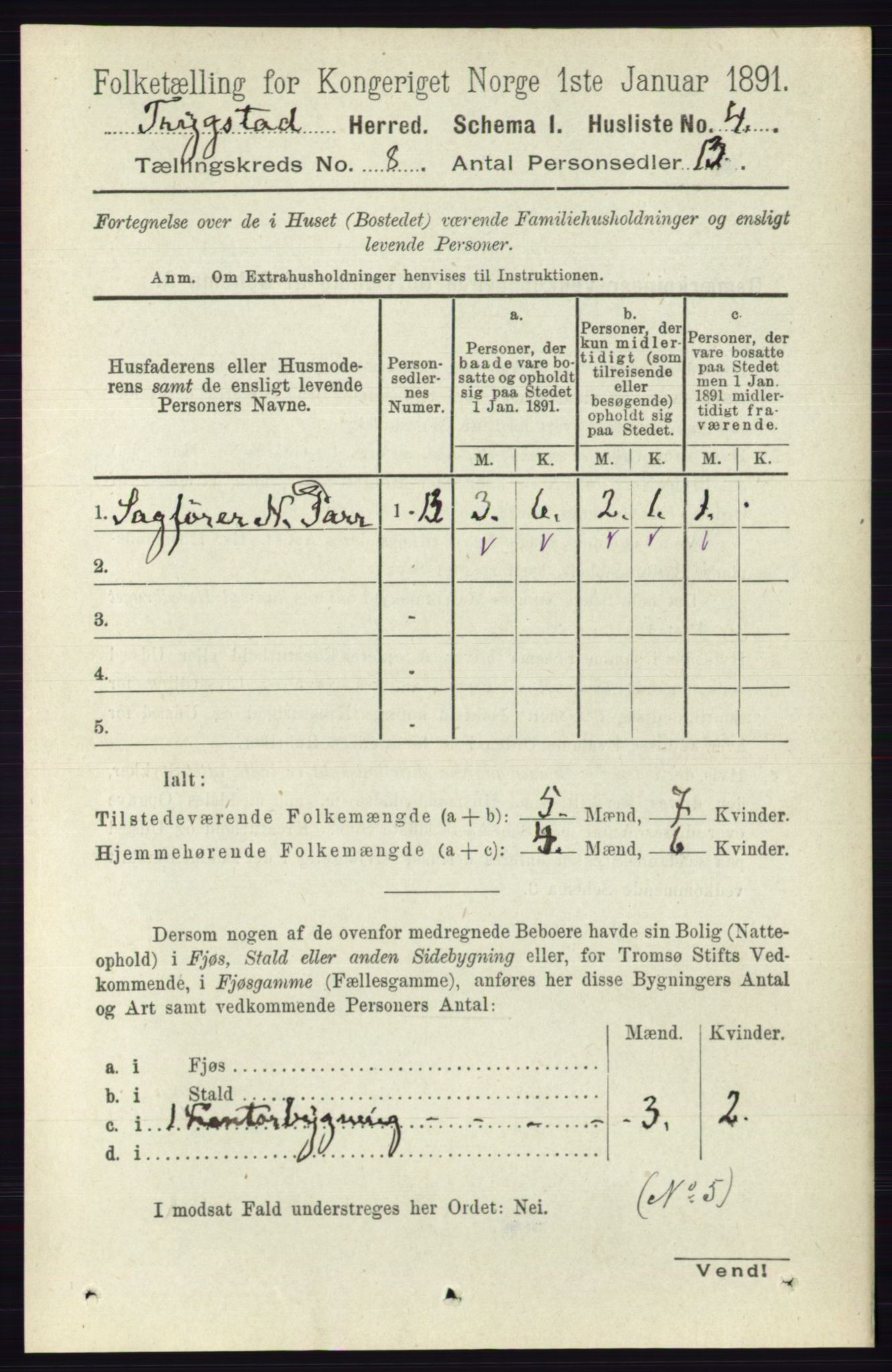 RA, 1891 Census for 0122 Trøgstad, 1891, p. 3374