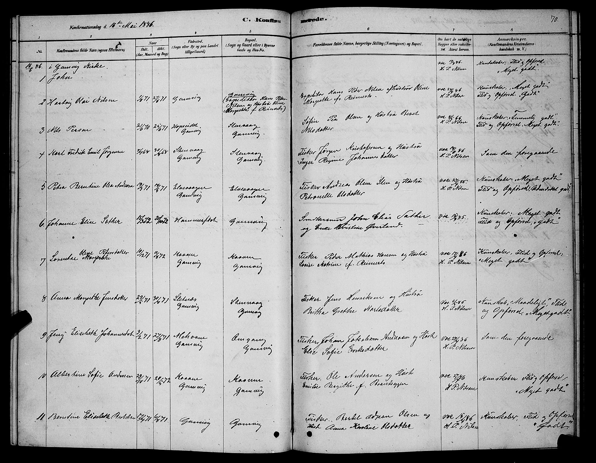 Tana sokneprestkontor, SATØ/S-1334/H/Hb/L0005klokker: Parish register (copy) no. 5, 1878-1891, p. 70