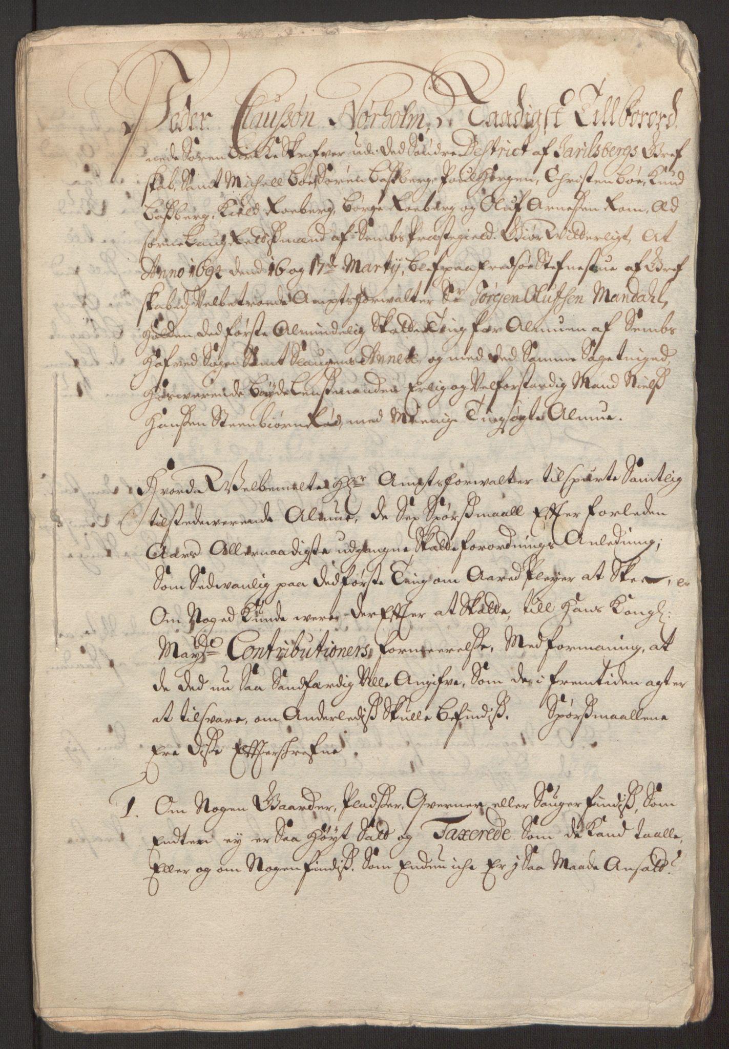 Rentekammeret inntil 1814, Reviderte regnskaper, Fogderegnskap, RA/EA-4092/R32/L1867: Fogderegnskap Jarlsberg grevskap, 1694-1696, p. 48