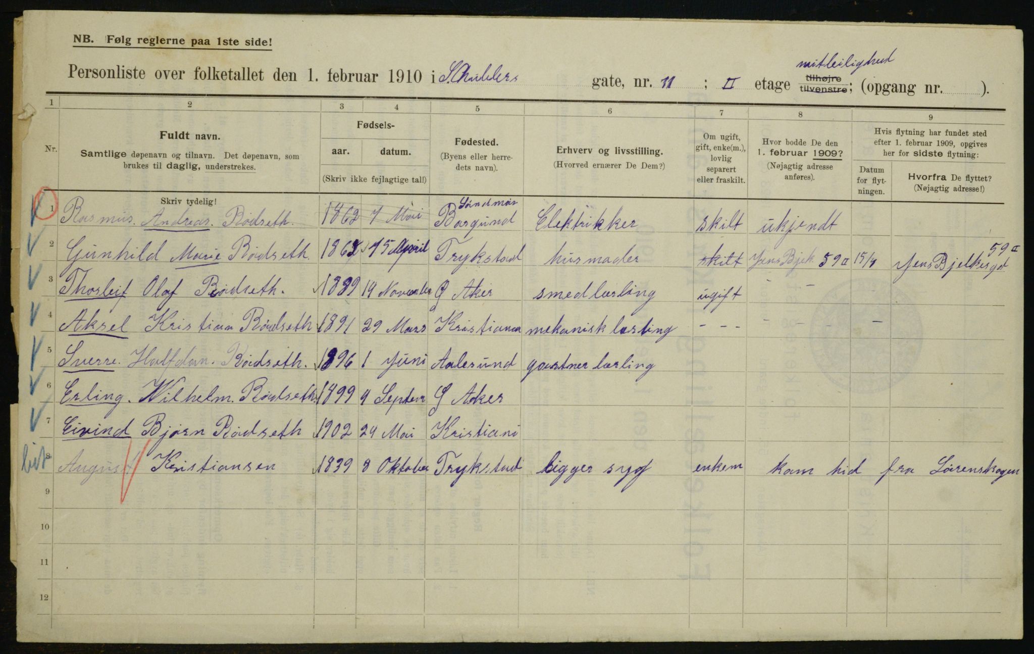 OBA, Municipal Census 1910 for Kristiania, 1910, p. 88755