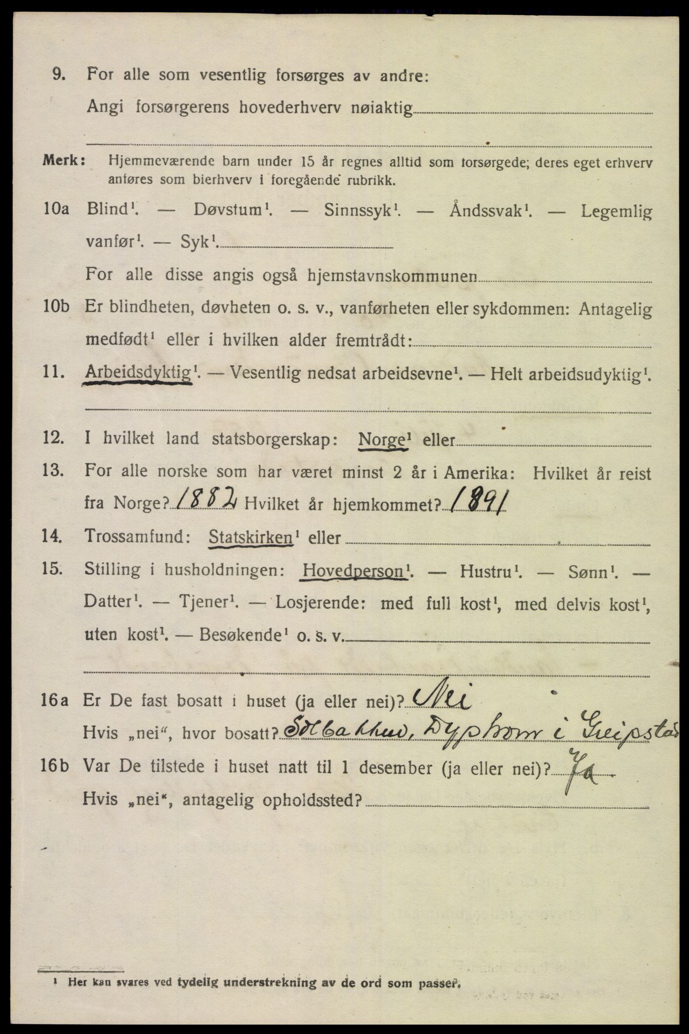 SAK, 1920 census for Greipstad, 1920, p. 1219