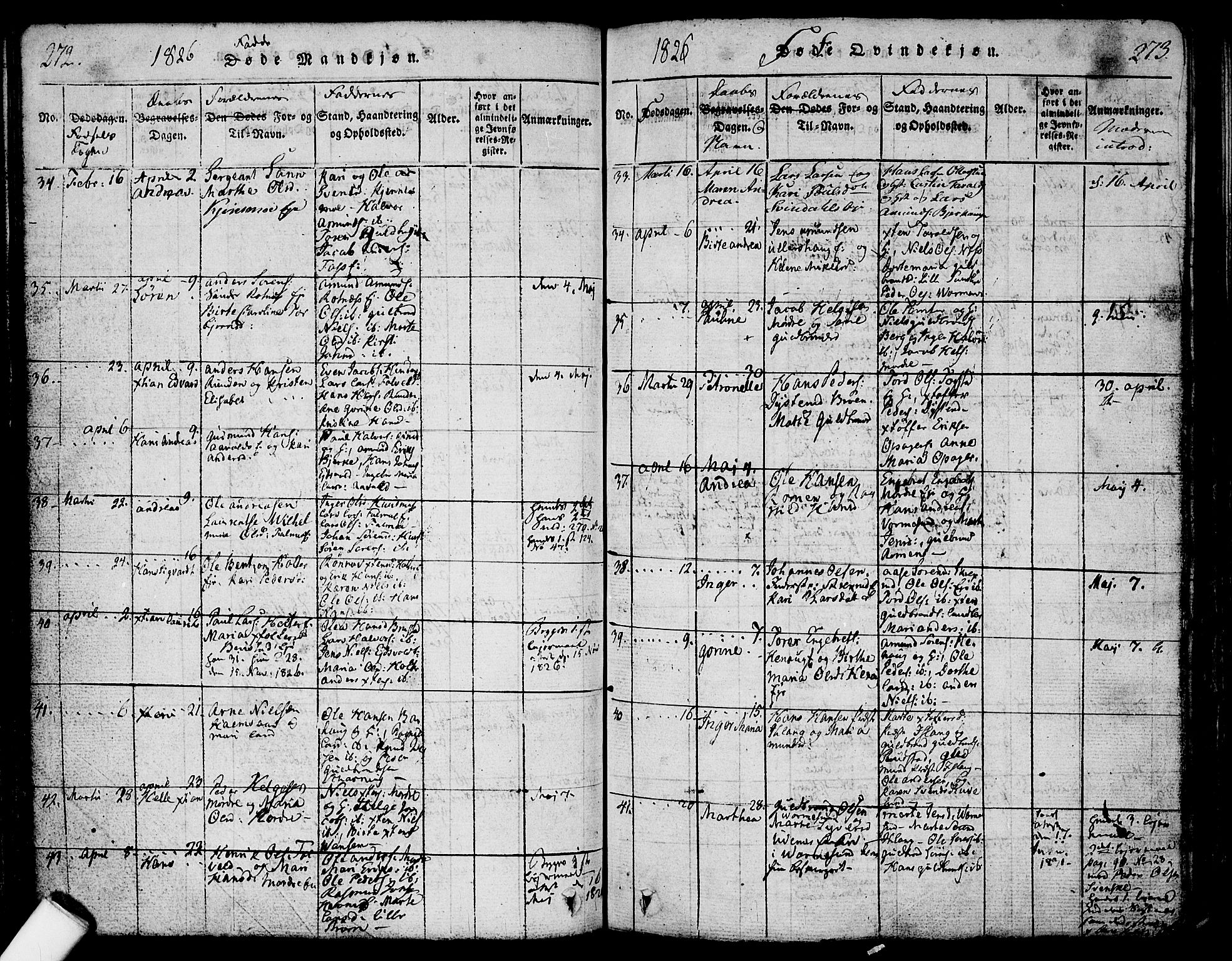 Nes prestekontor Kirkebøker, SAO/A-10410/F/Fa/L0005: Parish register (official) no. I 5, 1815-1835, p. 272-273