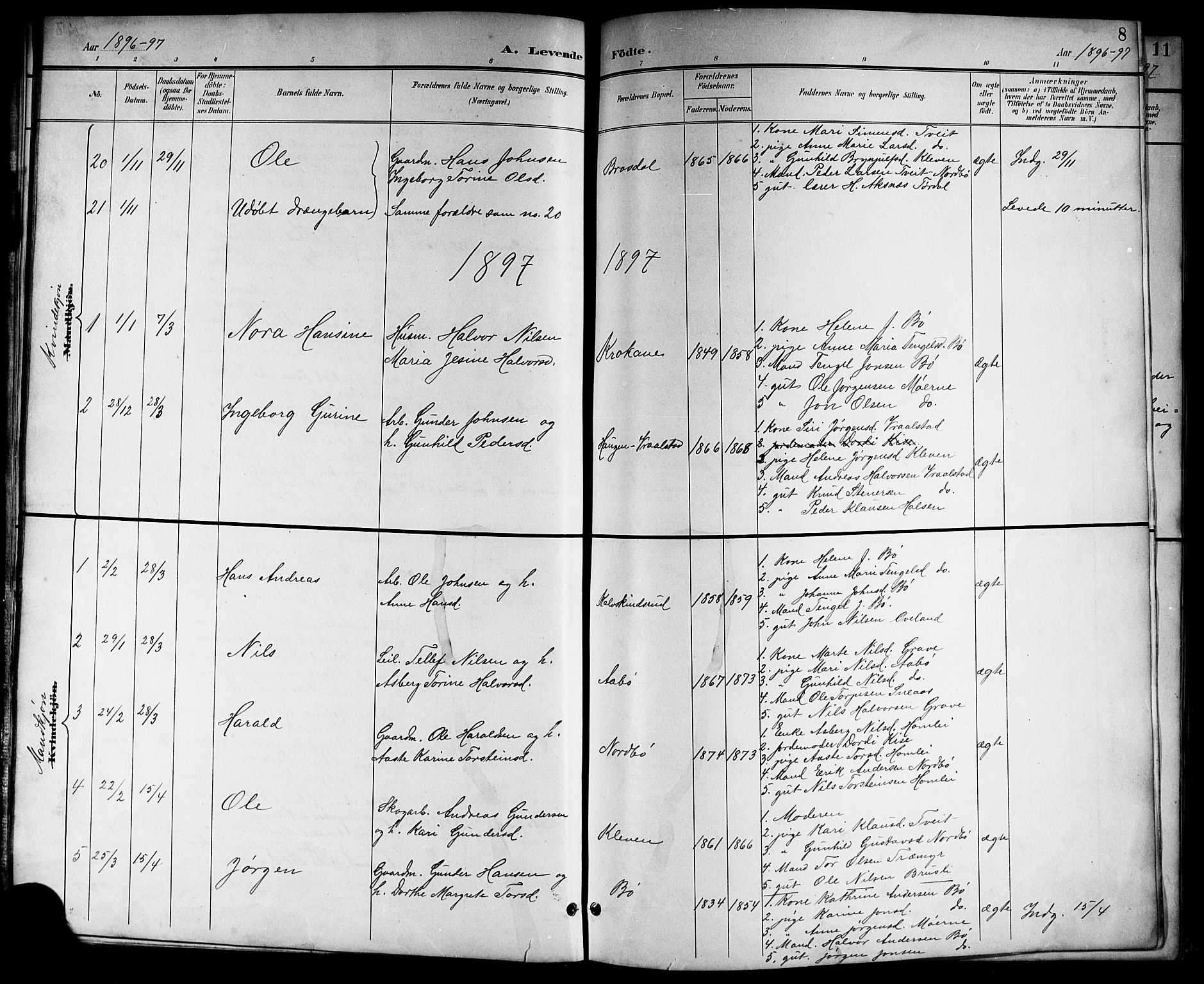 Drangedal kirkebøker, SAKO/A-258/G/Gb/L0002: Parish register (copy) no. II 2, 1895-1918, p. 8