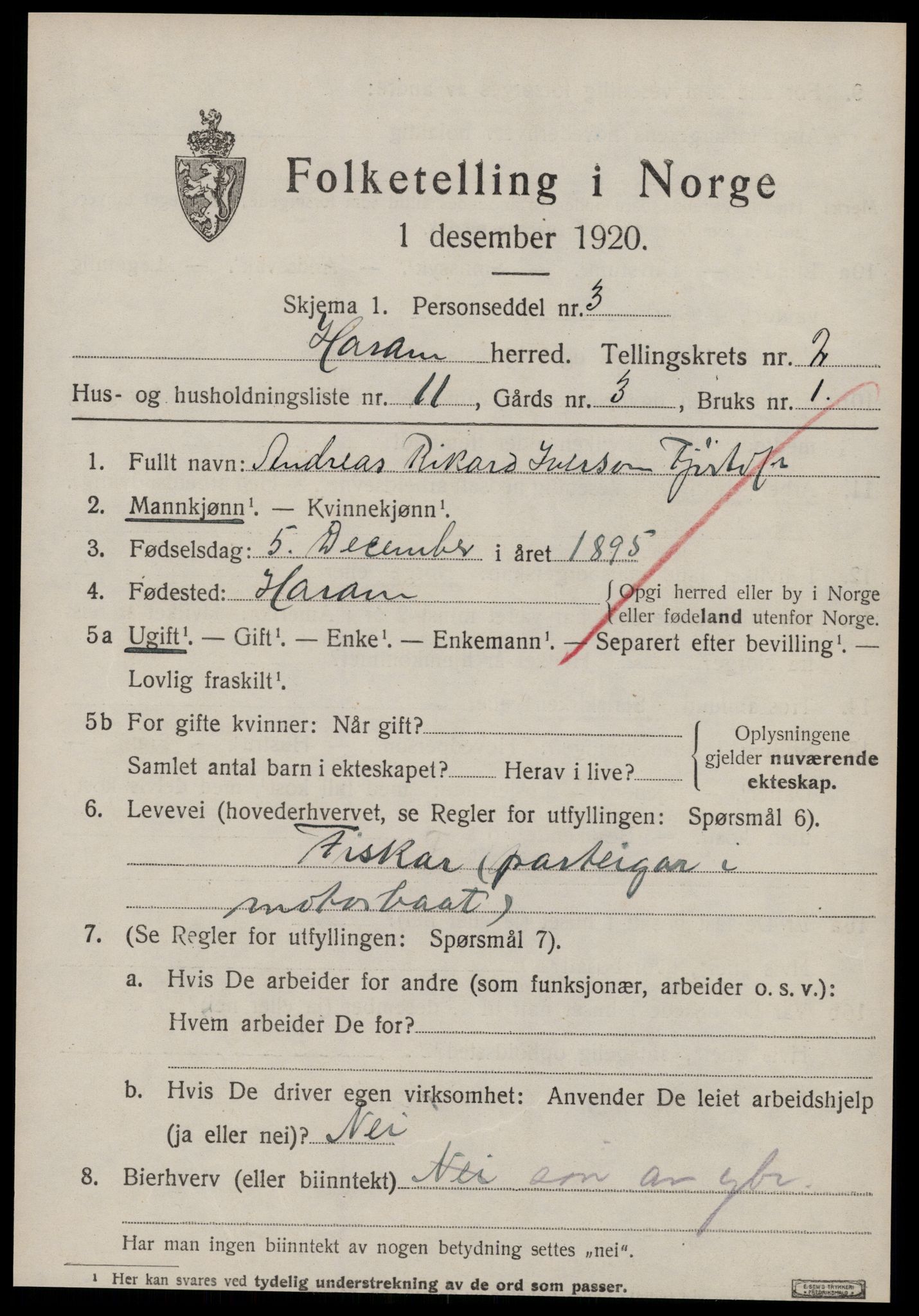 SAT, 1920 census for Haram, 1920, p. 1501
