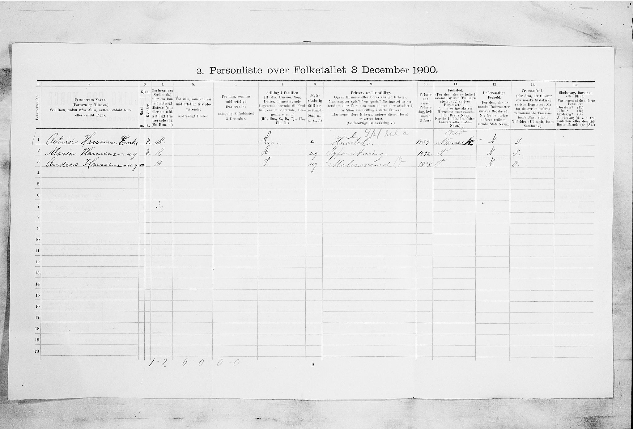 SAKO, 1900 census for Porsgrunn, 1900, p. 3325