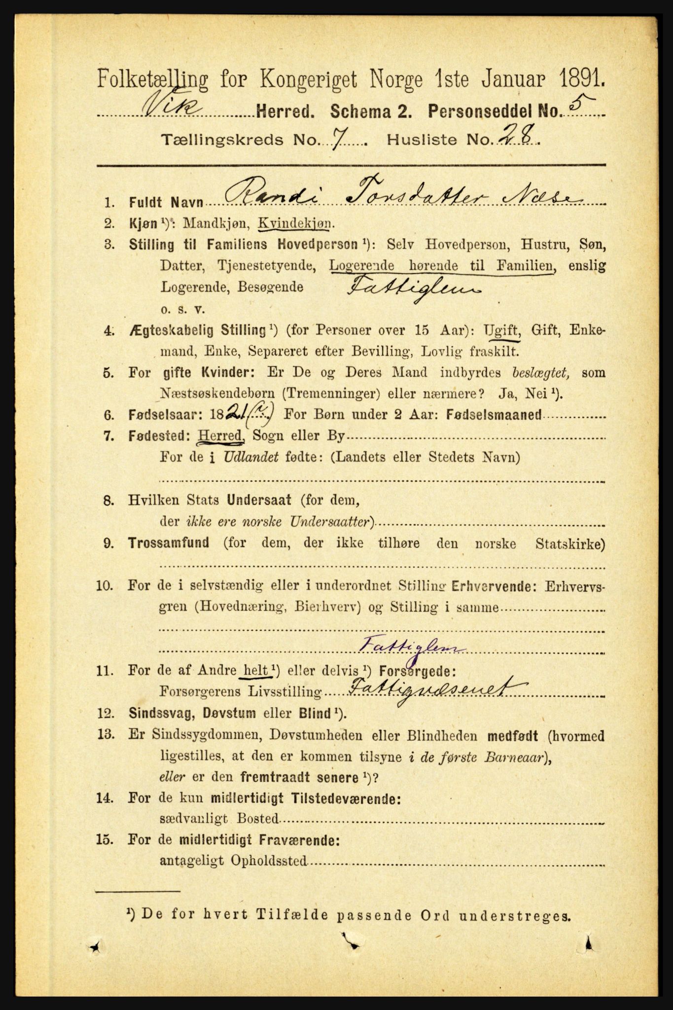 RA, 1891 census for 1417 Vik, 1891, p. 3380