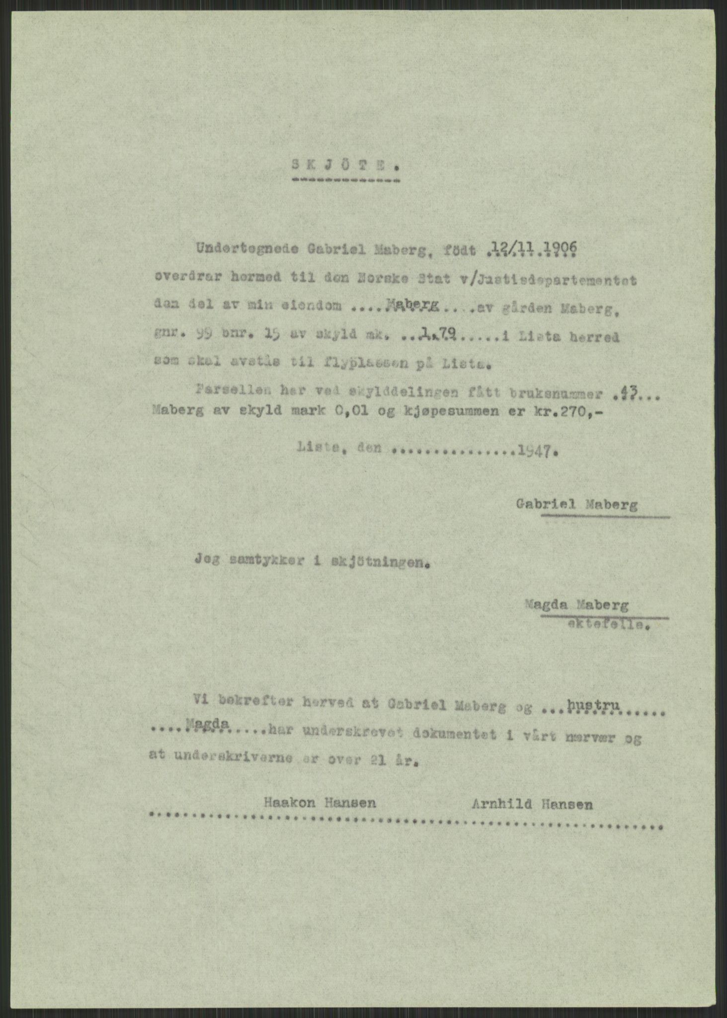 Forsvarsdepartementet, 10. kontor / Oppgjørskontoret, AV/RA-RAFA-1225/D/Db/L0182: Lista oppgjørskontor, 1942-1950, p. 57