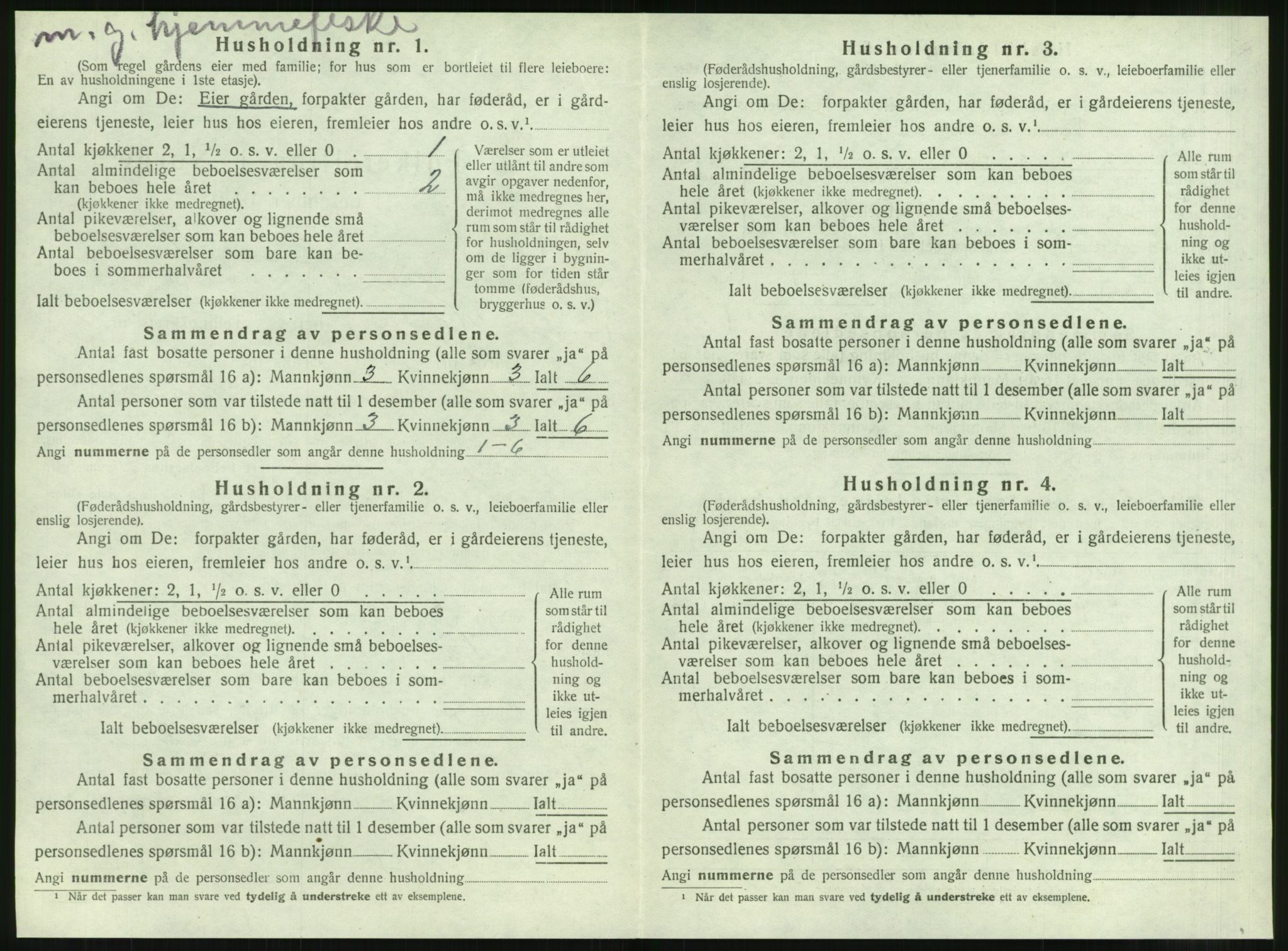 SAT, 1920 census for Hopen, 1920, p. 167