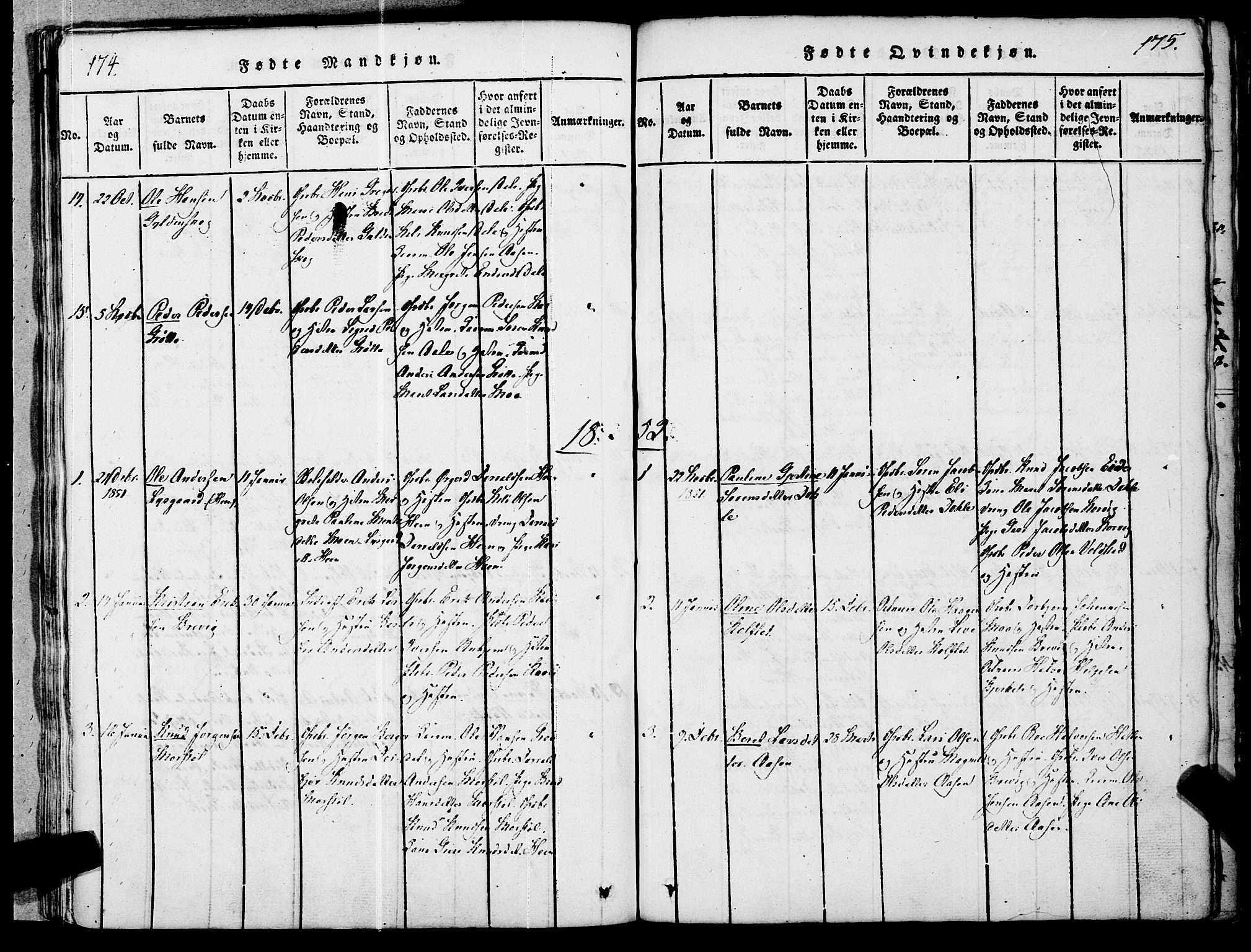 Ministerialprotokoller, klokkerbøker og fødselsregistre - Møre og Romsdal, SAT/A-1454/545/L0585: Parish register (official) no. 545A01, 1818-1853, p. 174-175