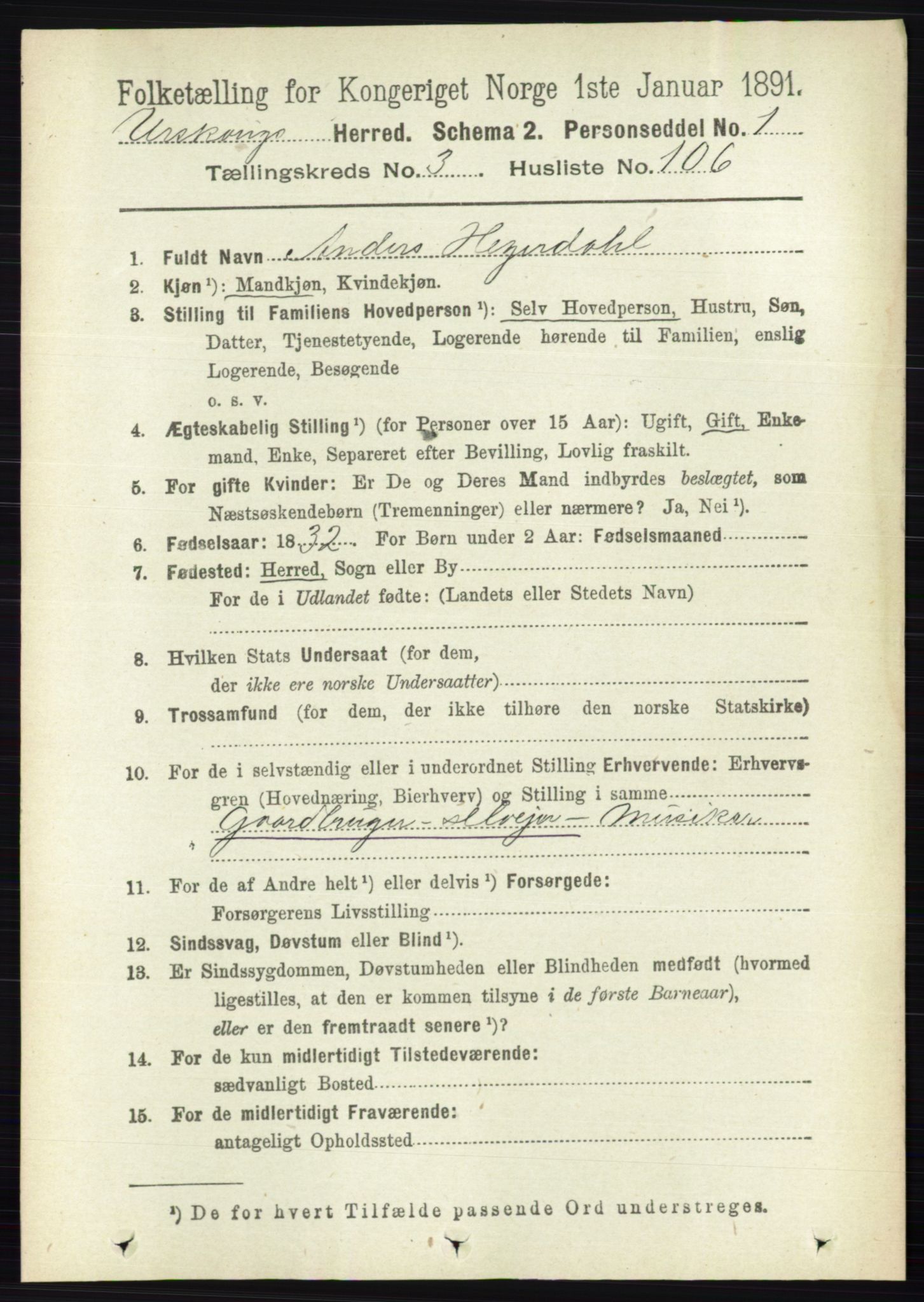 RA, 1891 census for 0224 Aurskog, 1891, p. 1174