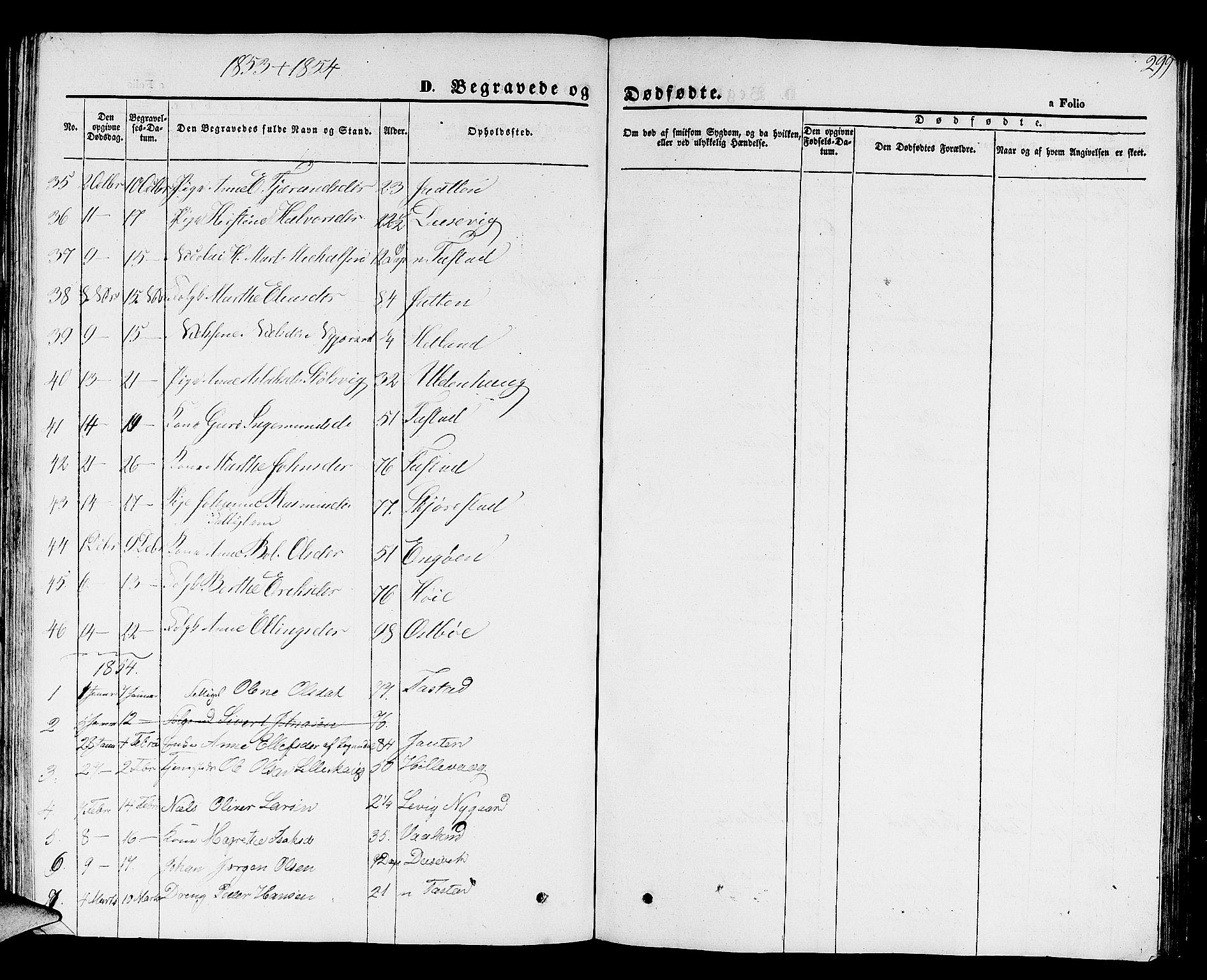 Hetland sokneprestkontor, SAST/A-101826/30/30BB/L0001: Parish register (copy) no. B 1, 1850-1868, p. 299