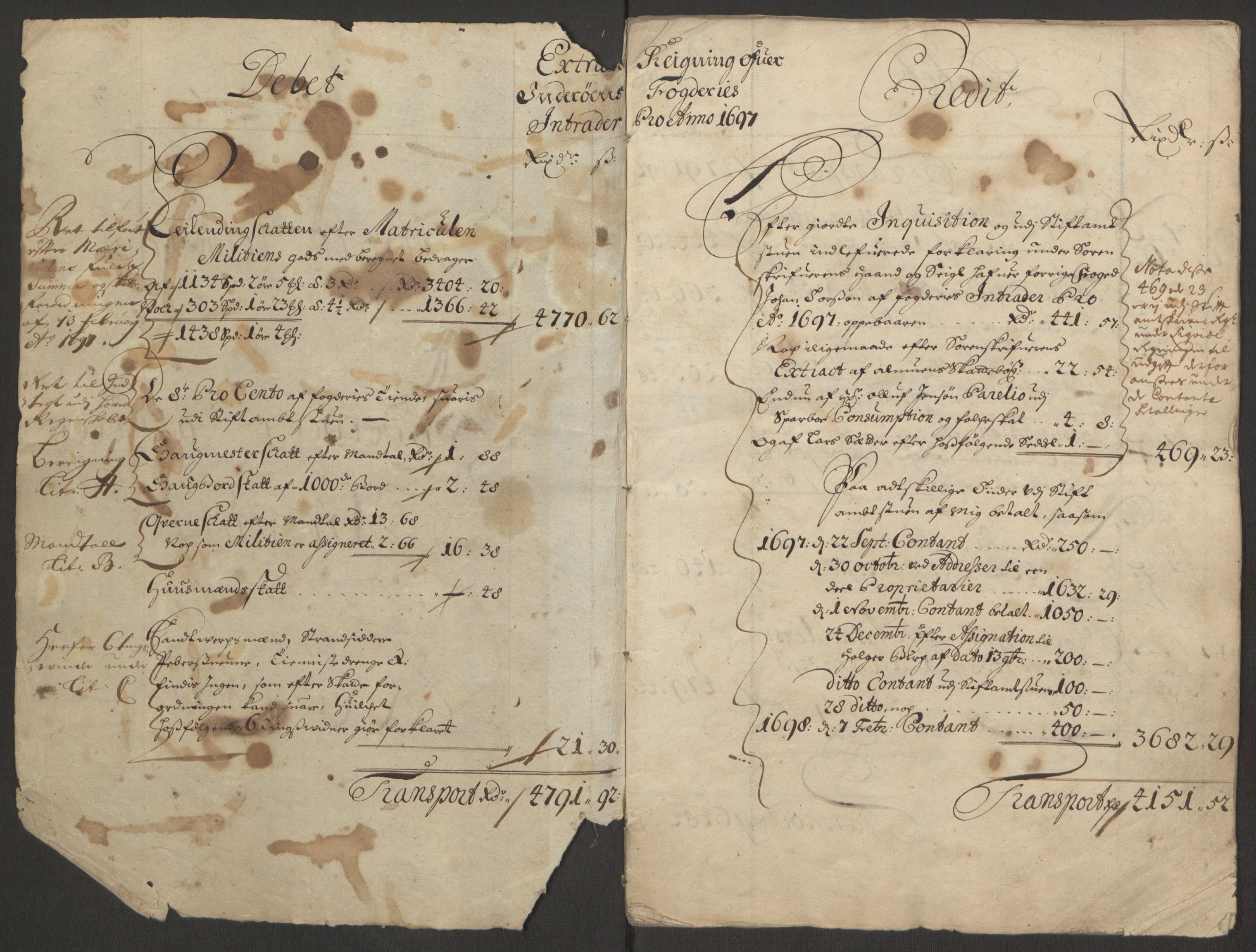 Rentekammeret inntil 1814, Reviderte regnskaper, Fogderegnskap, RA/EA-4092/R63/L4309: Fogderegnskap Inderøy, 1695-1697, p. 378
