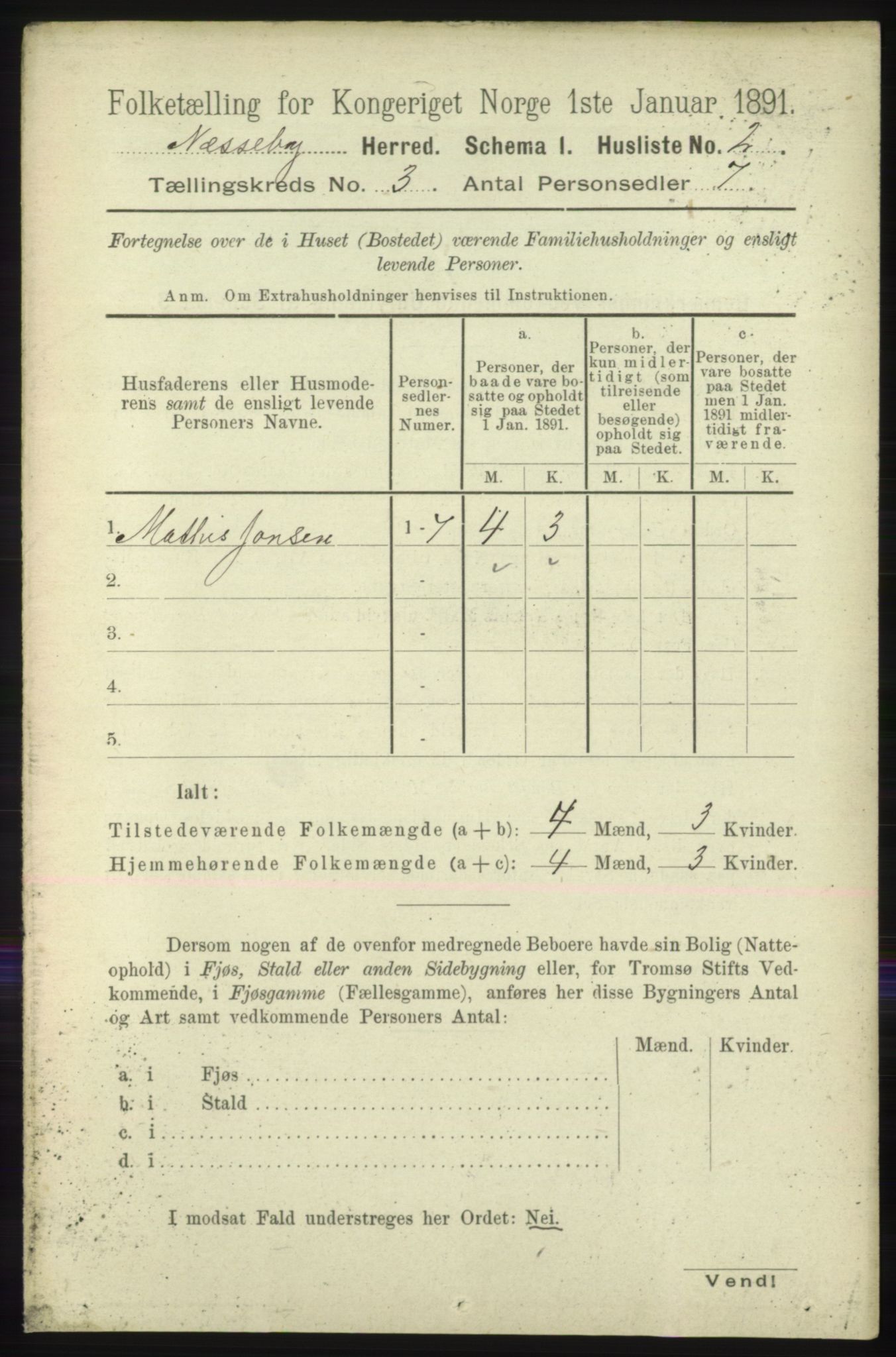 RA, 1891 census for 2027 Nesseby, 1891, p. 984