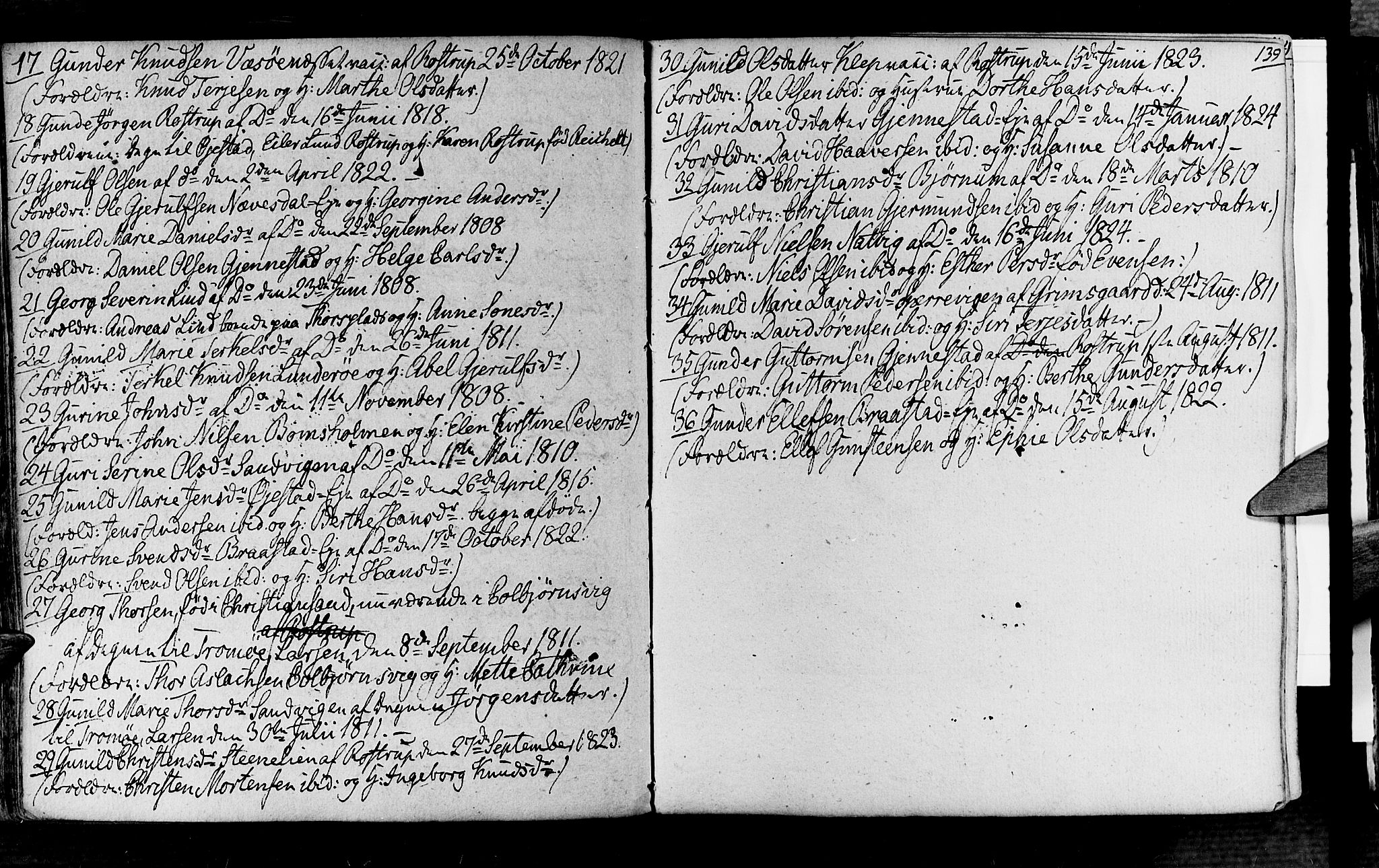 Øyestad sokneprestkontor, SAK/1111-0049/F/Fa/L0011: Parish register (official) no. A 11, 1805-1824, p. 139
