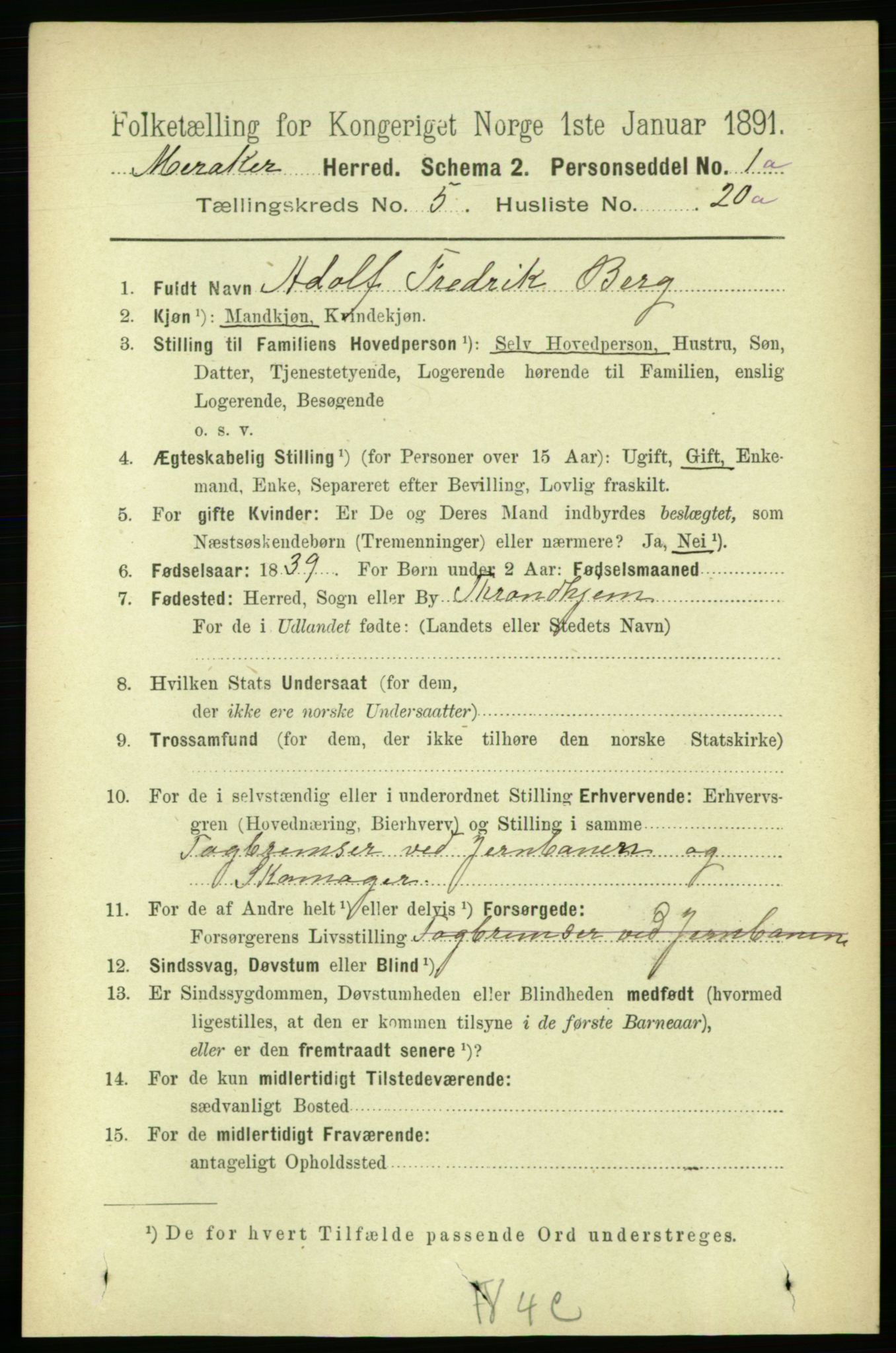RA, 1891 census for 1711 Meråker, 1891, p. 2000