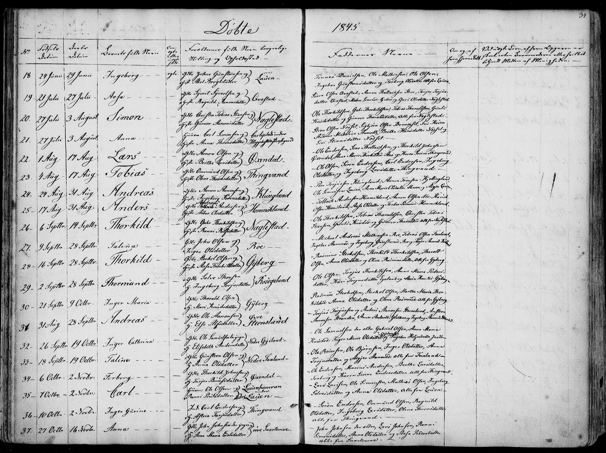 Hægebostad sokneprestkontor, AV/SAK-1111-0024/F/Fa/Faa/L0004: Parish register (official) no. A 4, 1834-1864, p. 34