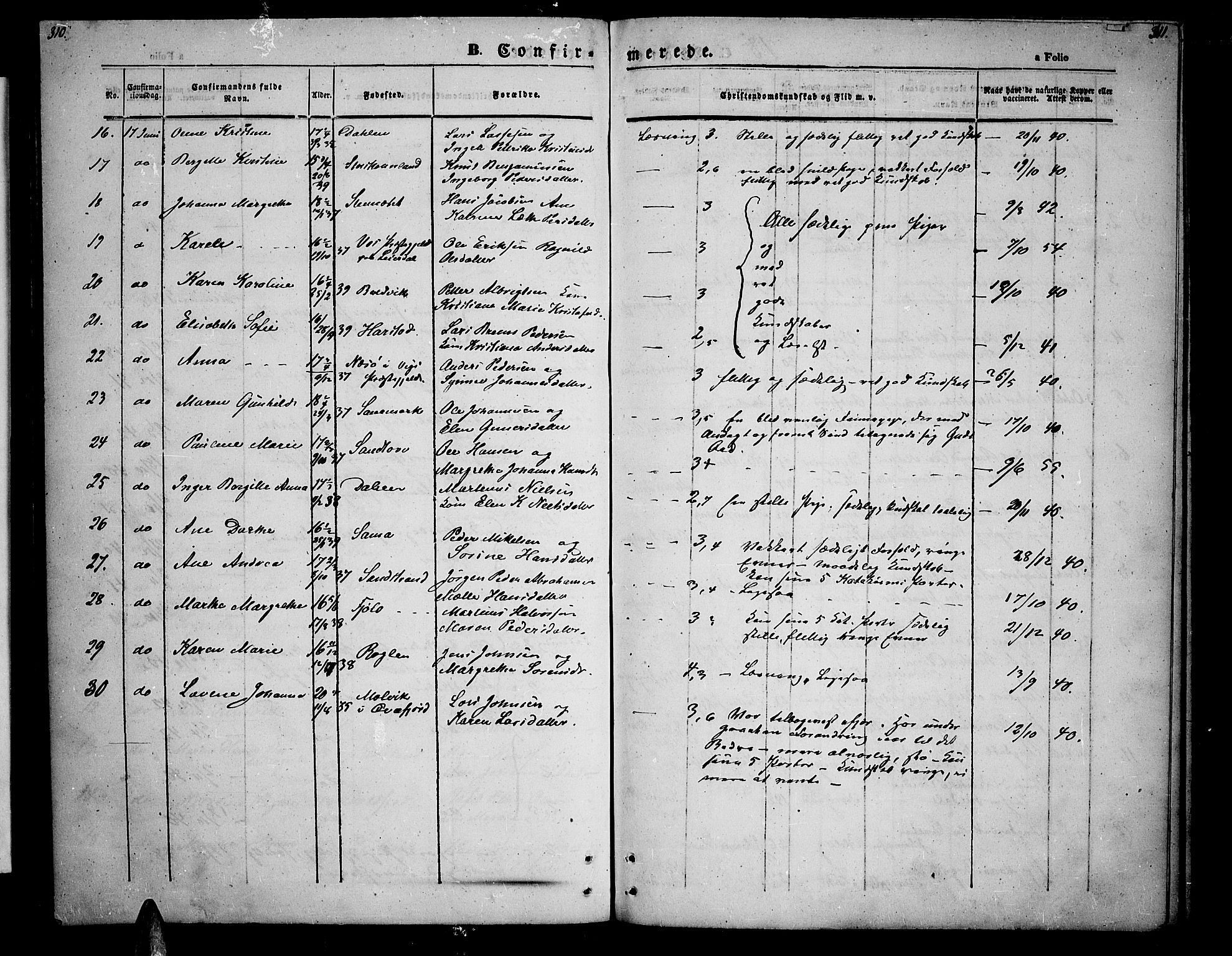 Trondenes sokneprestkontor, AV/SATØ-S-1319/H/Hb/L0006klokker: Parish register (copy) no. 6, 1845-1855, p. 310-311