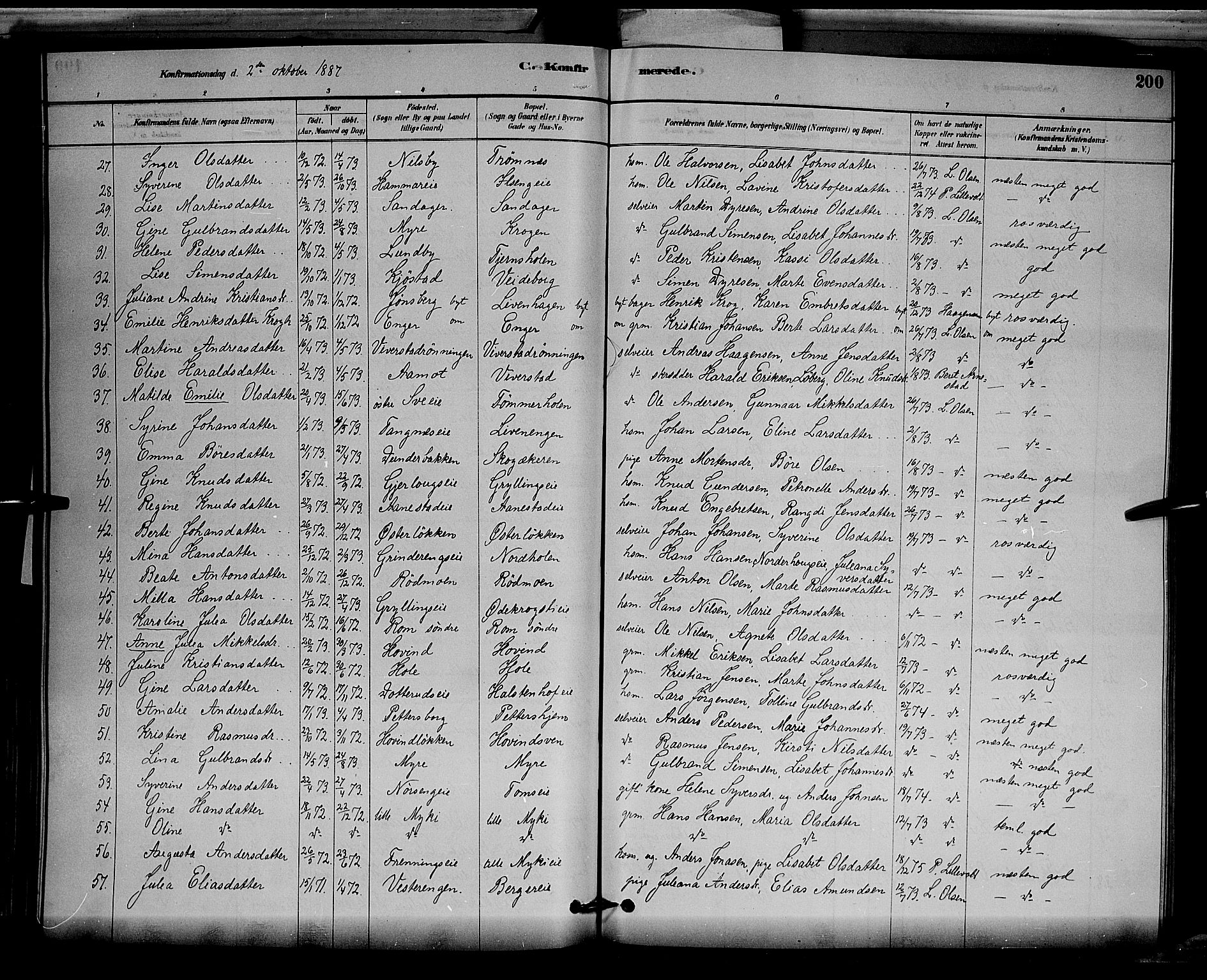 Løten prestekontor, SAH/PREST-022/L/La/L0005: Parish register (copy) no. 5, 1878-1891, p. 200