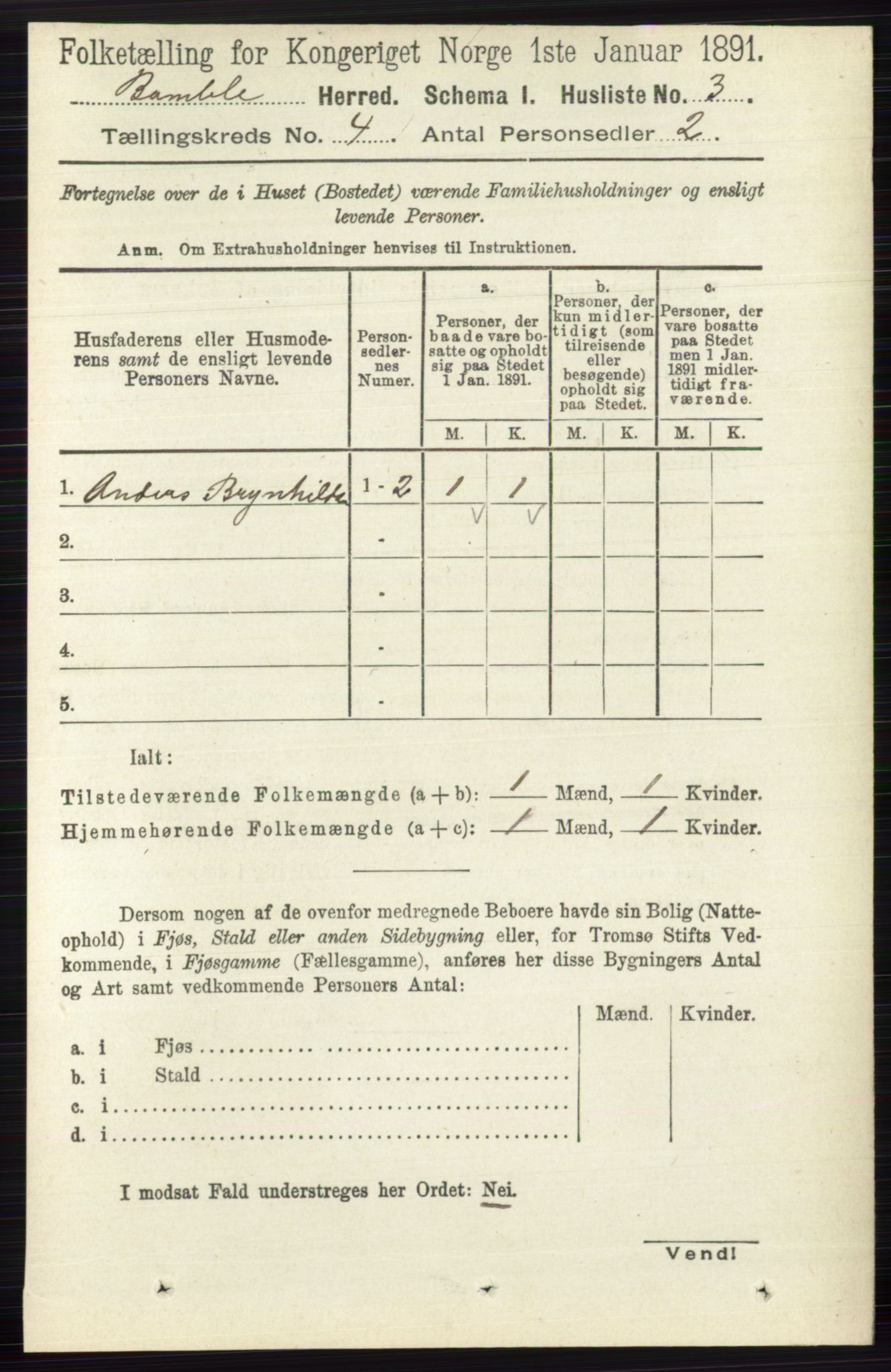 RA, 1891 census for 0814 Bamble, 1891, p. 1739