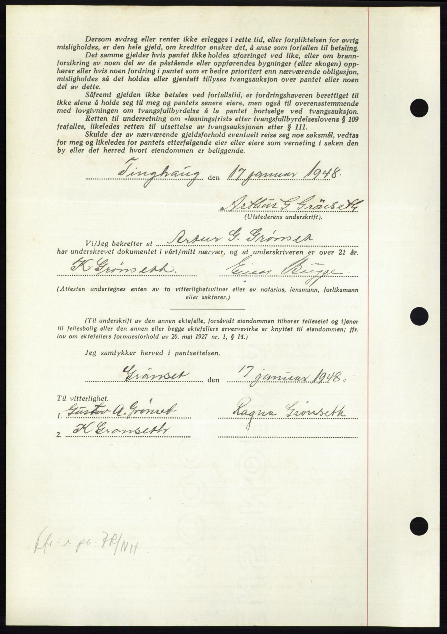 Nordmøre sorenskriveri, AV/SAT-A-4132/1/2/2Ca: Mortgage book no. B97, 1947-1948, Diary no: : 152/1948